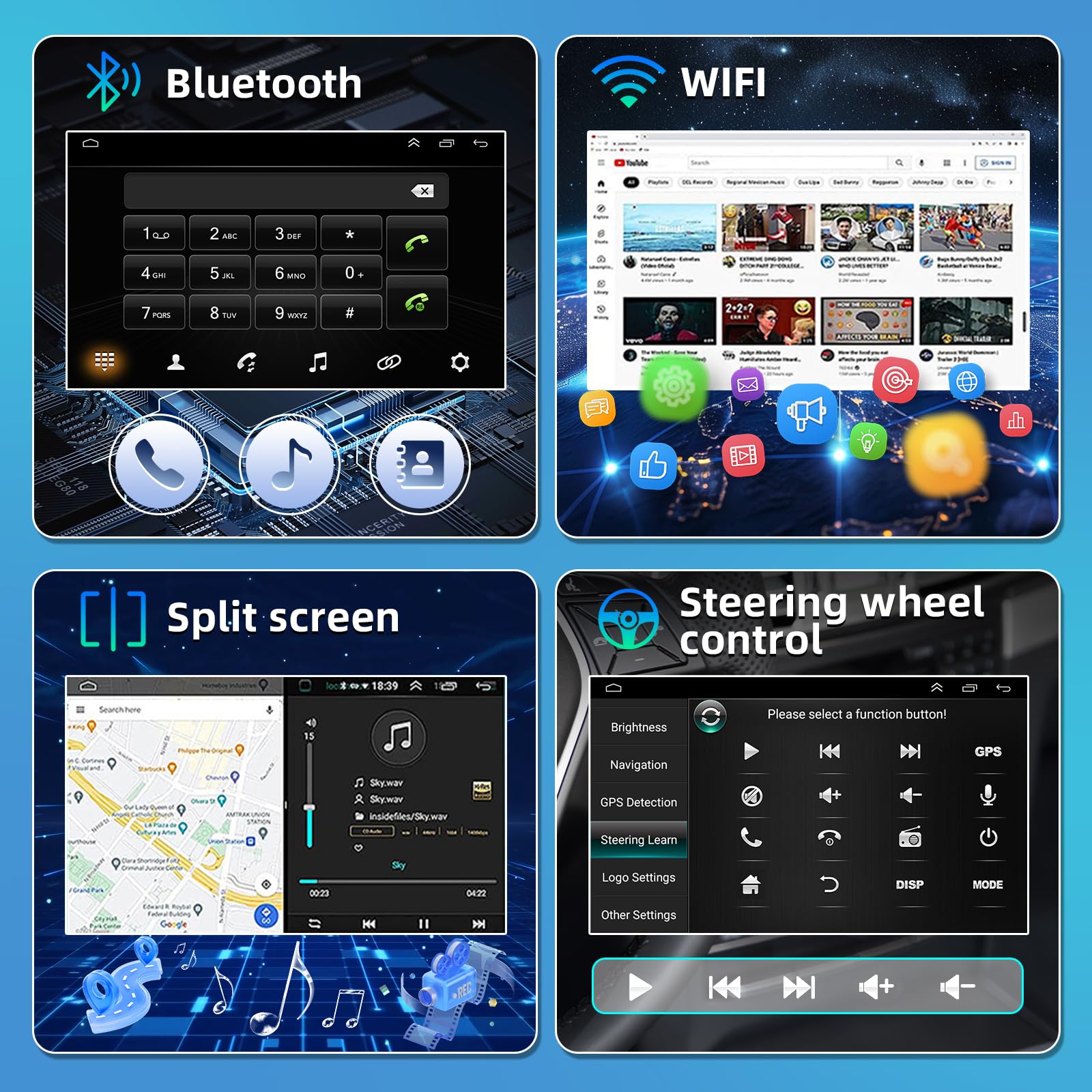 4+64G Android 14 Doppel Din Autoradio für Toyota Auris 2006-2012,9 Zoll Touchscreen Radio Navi mit Wireless Carplay Android Auto Bluetooth FM/RDS Rückfahrkamera Mirror Link