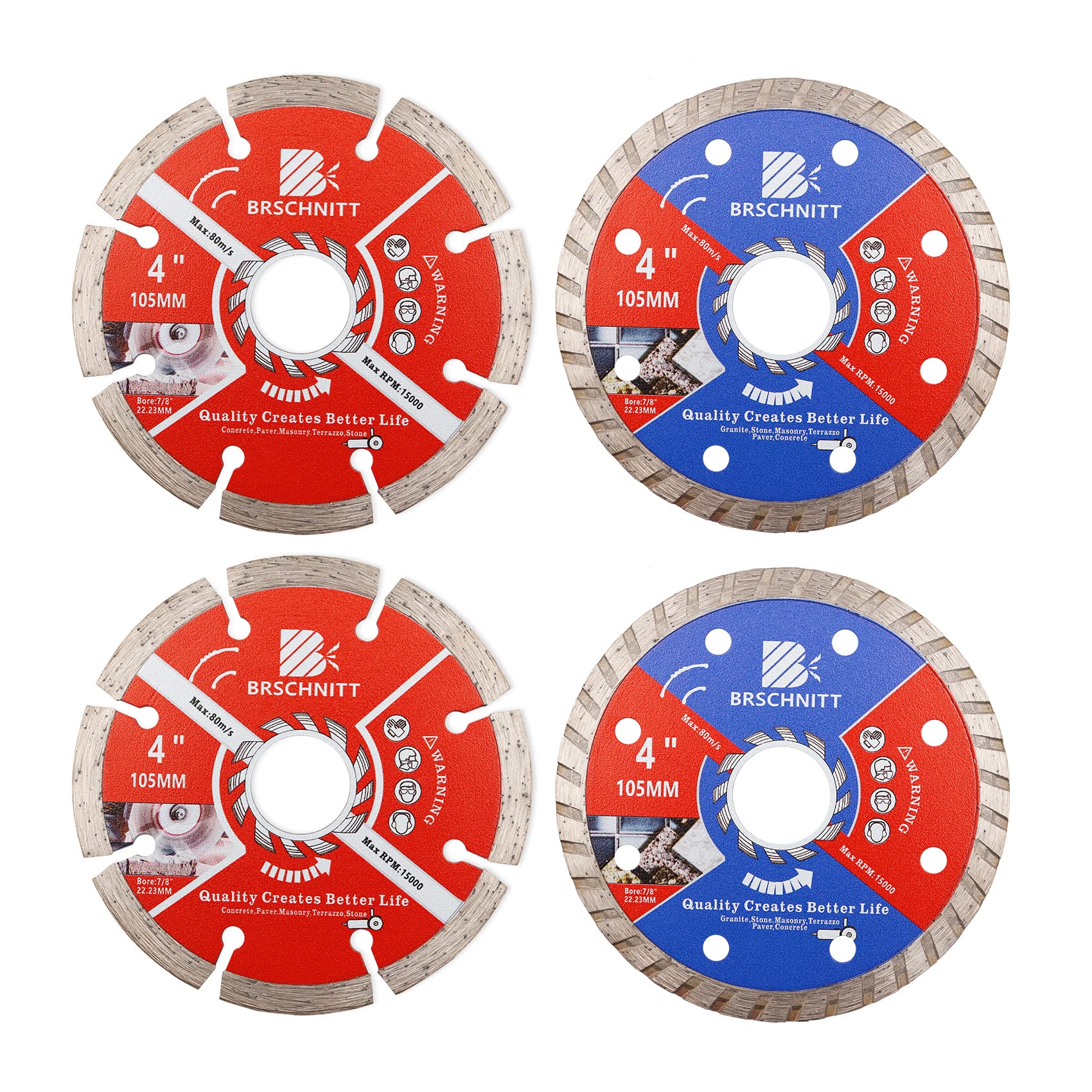 Diamond Blade Set,4 Inch Arbor 7/8 5/8 For Granite