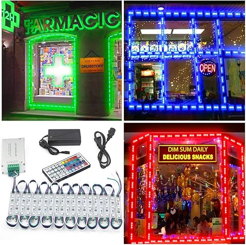Vista 5 de Luz de tienda de 20 pies RGB luces delanteras de tienda 40 piezas módulo de luces LED, 2 juegos 5050 SMD 120 LED módulo de luz de ventana para Rgb