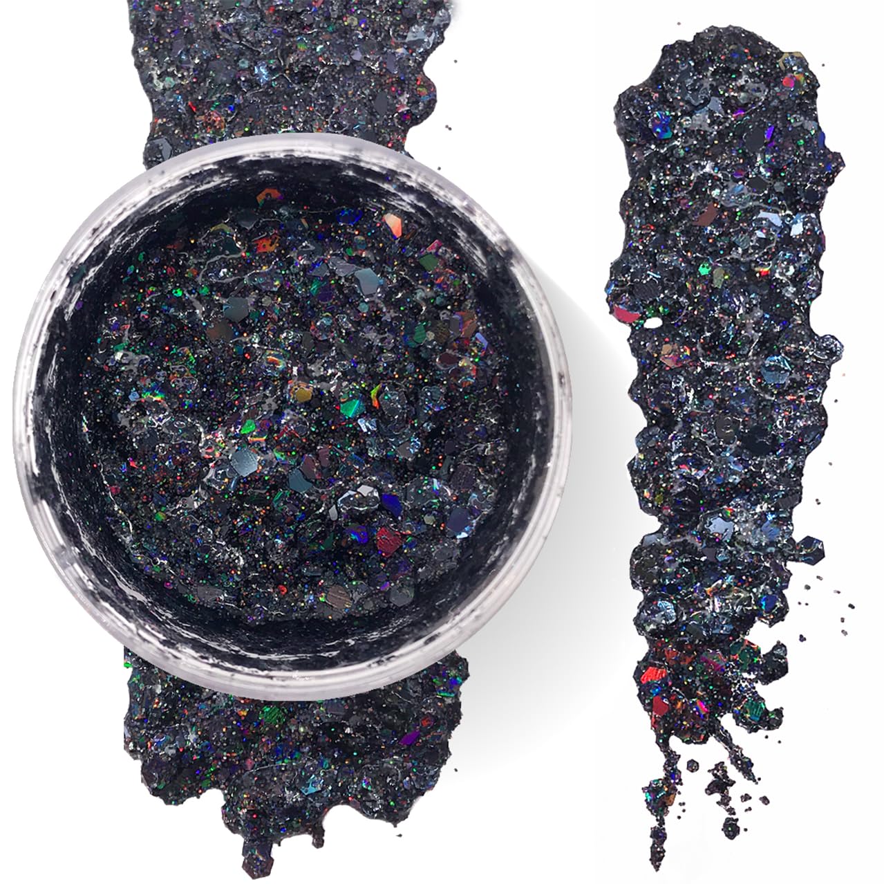 Black - Holographic Body Glitter Gel for Body, Face, Hair - Vegan & Cruelty Free - Electric Bliss Beauty (Black)