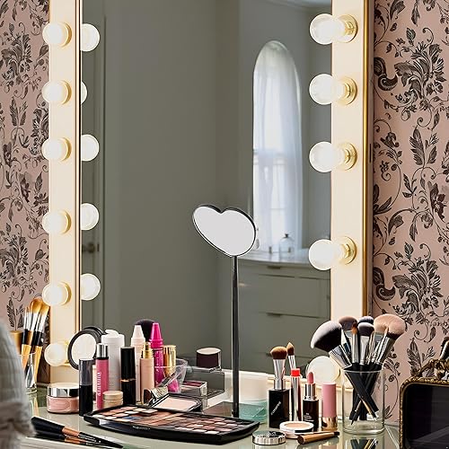 Miniatura 8 de Pssopp Espejo de pestañas para extensión de pestañas, espejo de maquillaje en forma de corazón, espejo de pestañas profesional portátil de acero