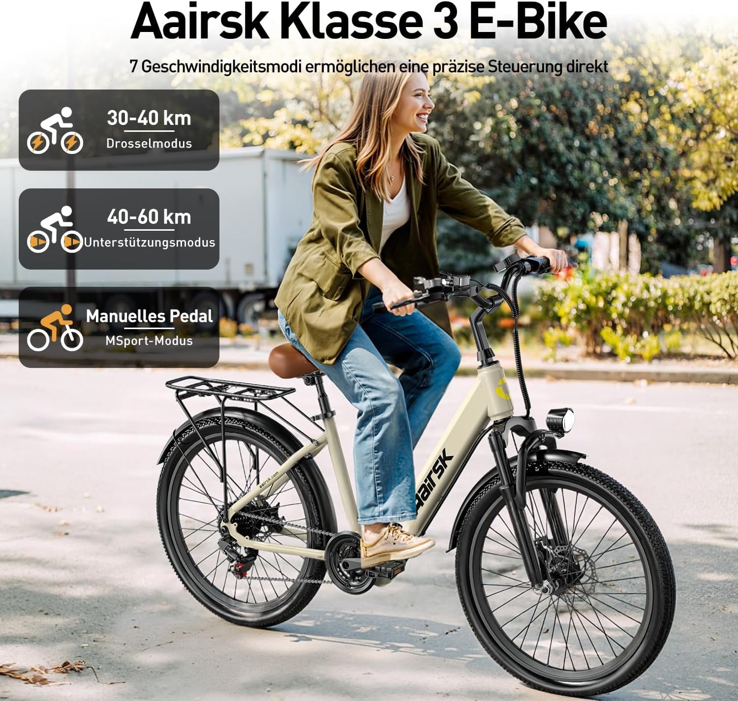 Eleglide Elektrofahrrad 24 Zoll, Motor 250 W, E-Cityrad 7 Gänge, E-Bike für Erwachsene mit Akku 36 V 13 Ah, LCD-Display E-Bike für Damen,25 km/h, Maximale Belastung 150 kg, Unisex E-Bike Model