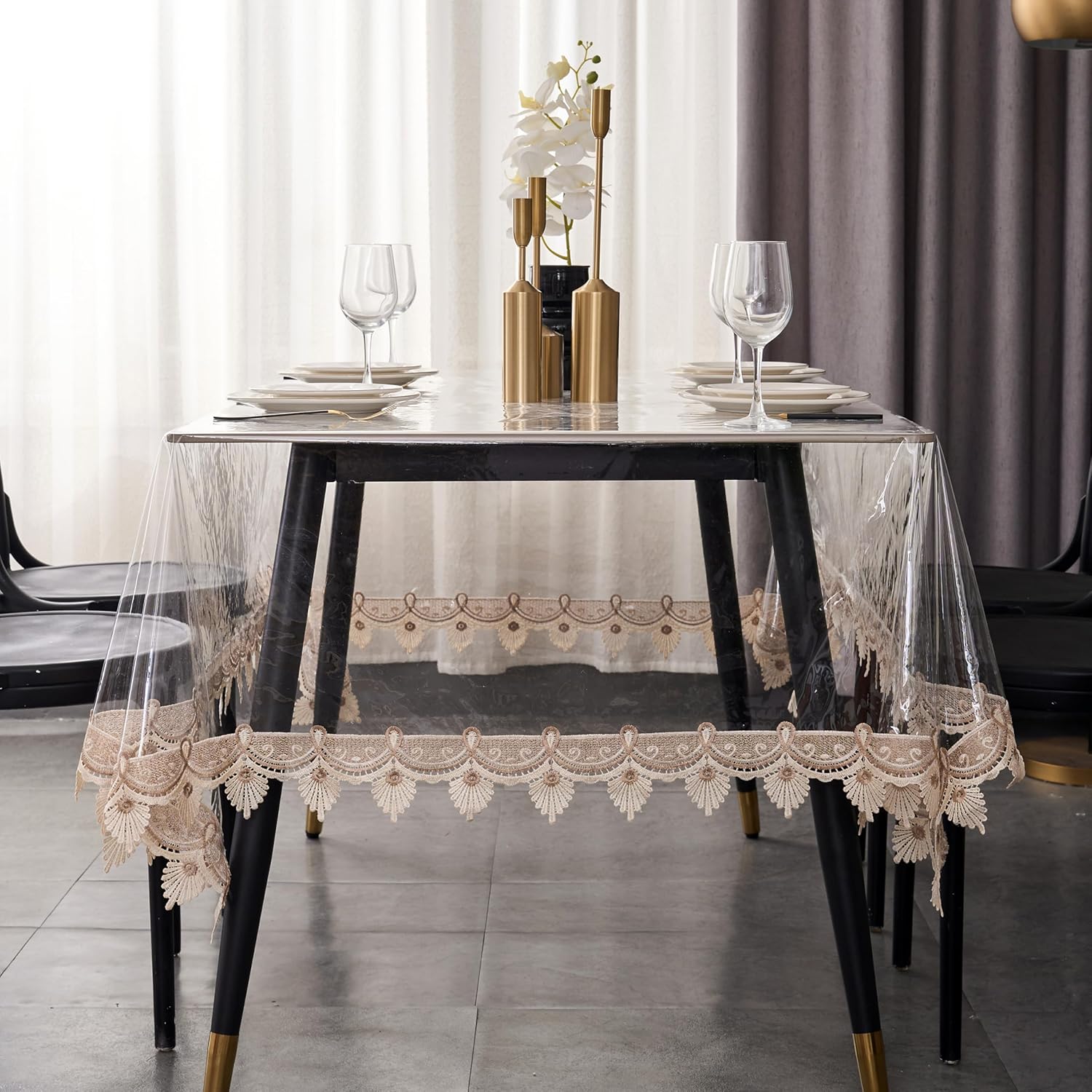 Clear Vinyl Tablecloth Protector Waterproof/Oil-Proof PVC Table Cloth Transparent Sheet Table Cover (60'' x 108'' Rectangular)
