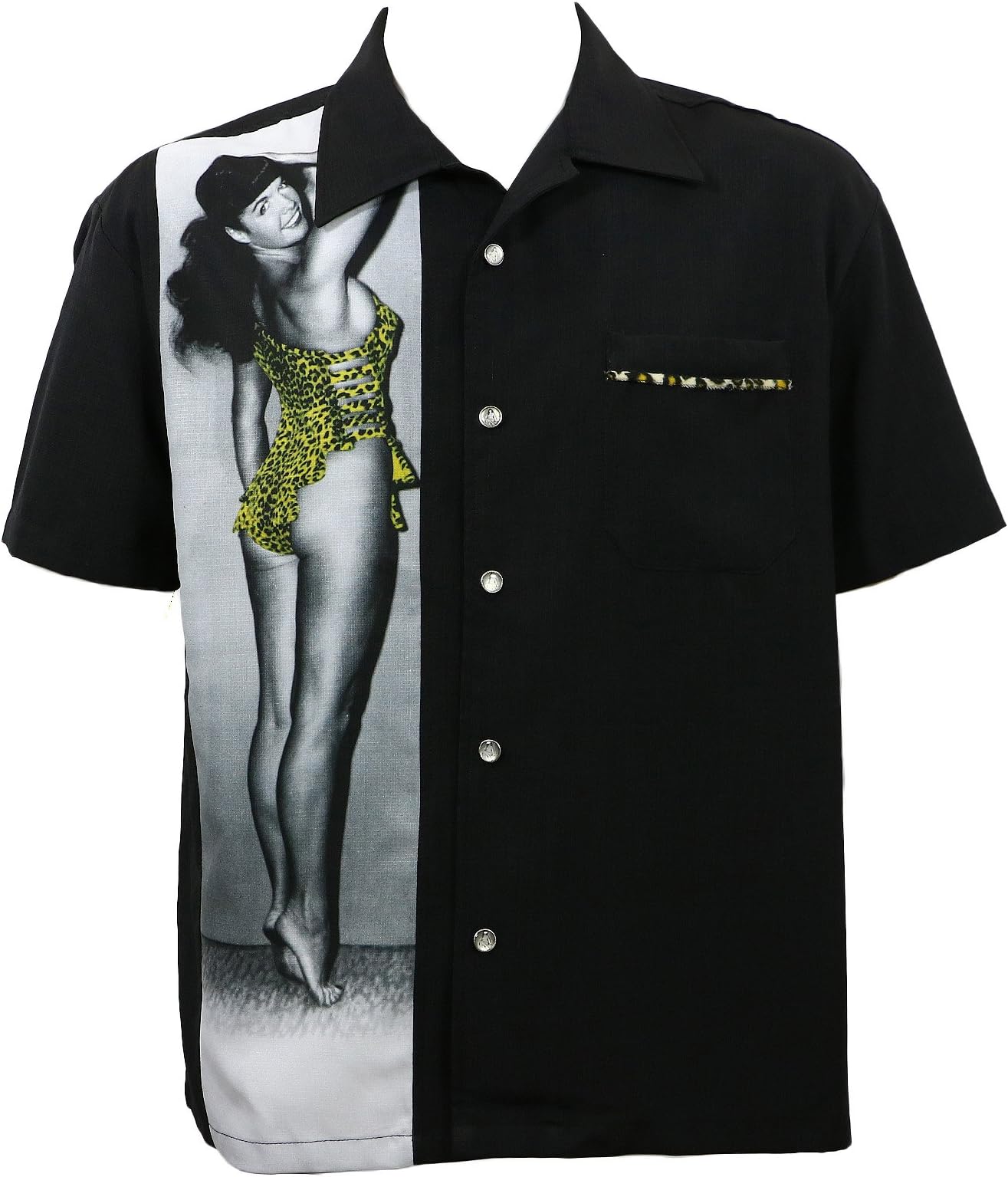 Steady Clothing Men's Bettie Page Untamed Button Up Black XL