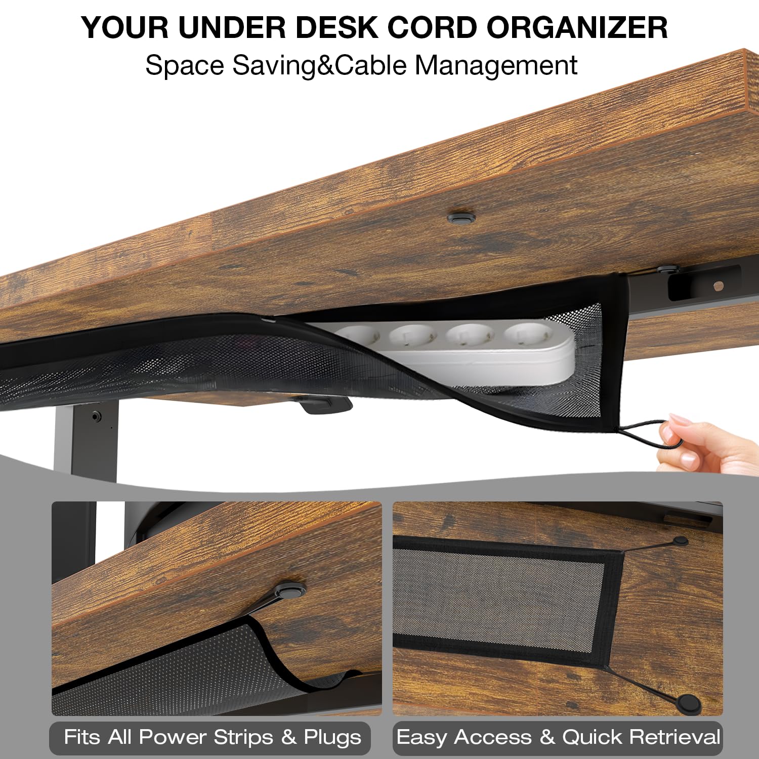 Adjustable Standing Desk with Cable Management 48 X 24 Inches Electric Stand Up Desk 176LBS Load 2 Memory — view 5