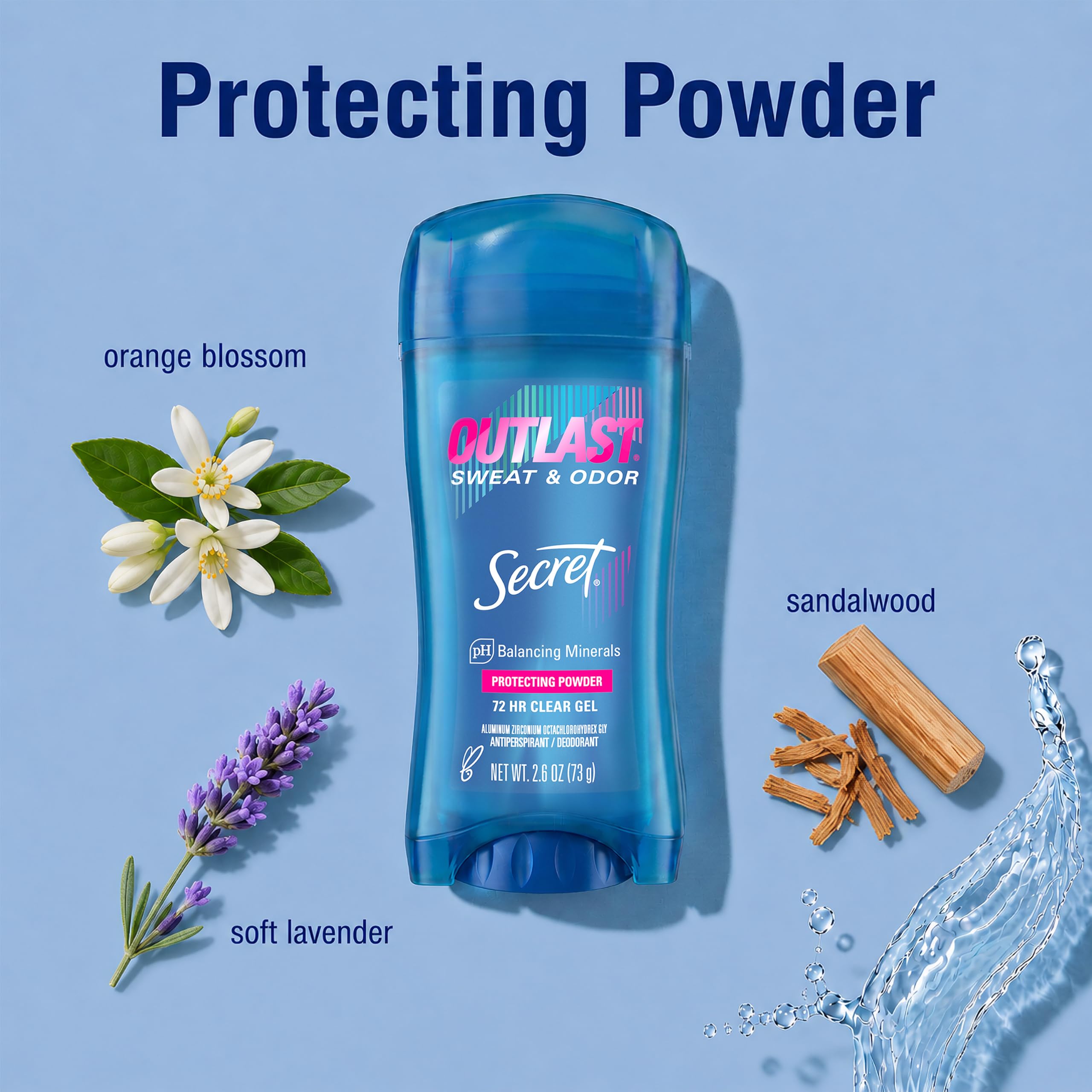 SECRET OUTLAST - Clear Gel (Protecting Powder) 76g Deodorant - aus USA