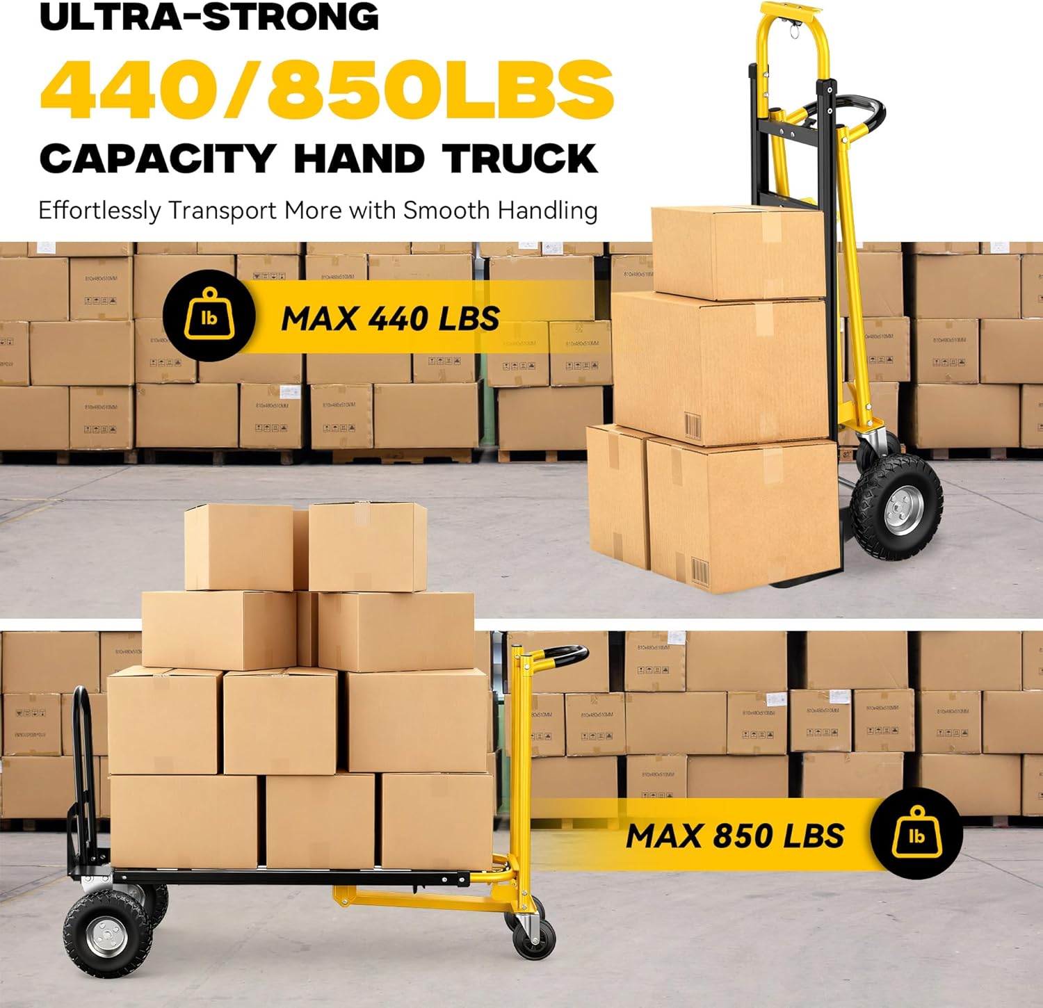 SILVEL New Heavy-Duty Hand Truck 1000lbs 4-in-1, Convertible Dolly Portable Foldable Cart with A3 Steel Tube and Aluminum Alloy for Warehouses, Supermarkets, Offices, and Other Scenarios