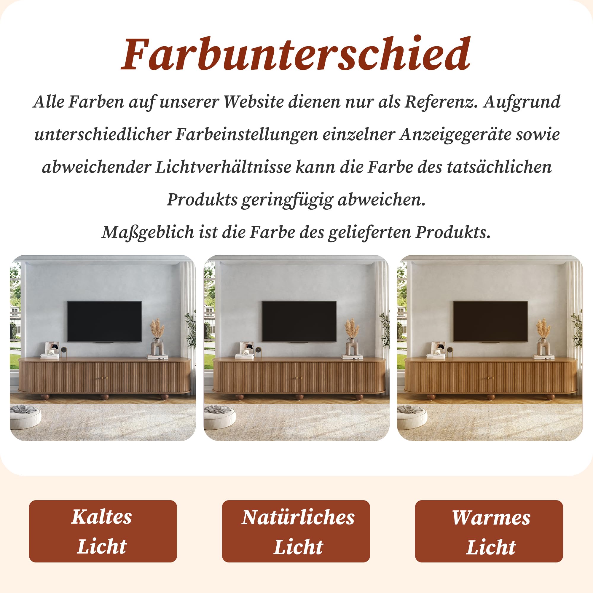 180cm Rundungen TV Schrank mit Schiebetüren, TV Lowboard Wohnzimmer | Retro TV Möbel,Wohnzimmermöbel, vertikal geriffelte Schiebetüren,Kugelfüße