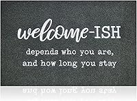 Vista 15 de JJUUYOU Tapetes de bienvenida para puerta delantera/interiores, felpudos exteriores de bajo perfil, parte trasera de goma antideslizante para piso