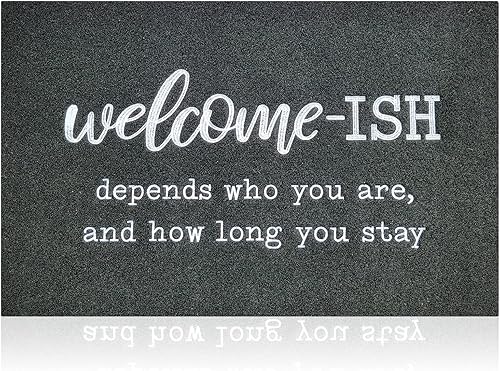 Miniatura 15 de JJUUYOU Tapetes de bienvenida para puerta delantera/interiores, felpudos exteriores de bajo perfil, parte trasera de goma antideslizante para piso