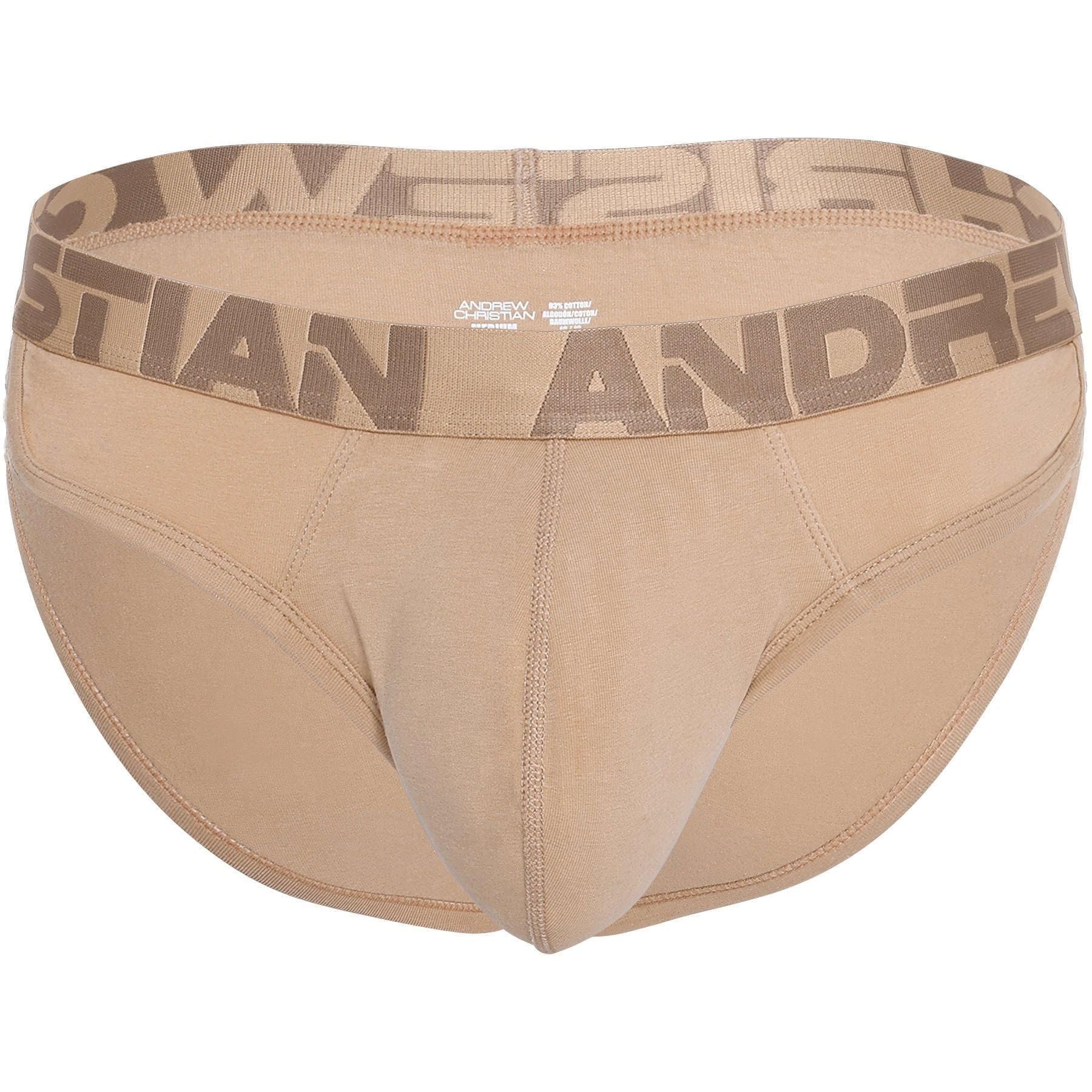 Andrew Christian Underwear, Show-It Retro Brief, Khaki, Men's Size XL, Pack of 1