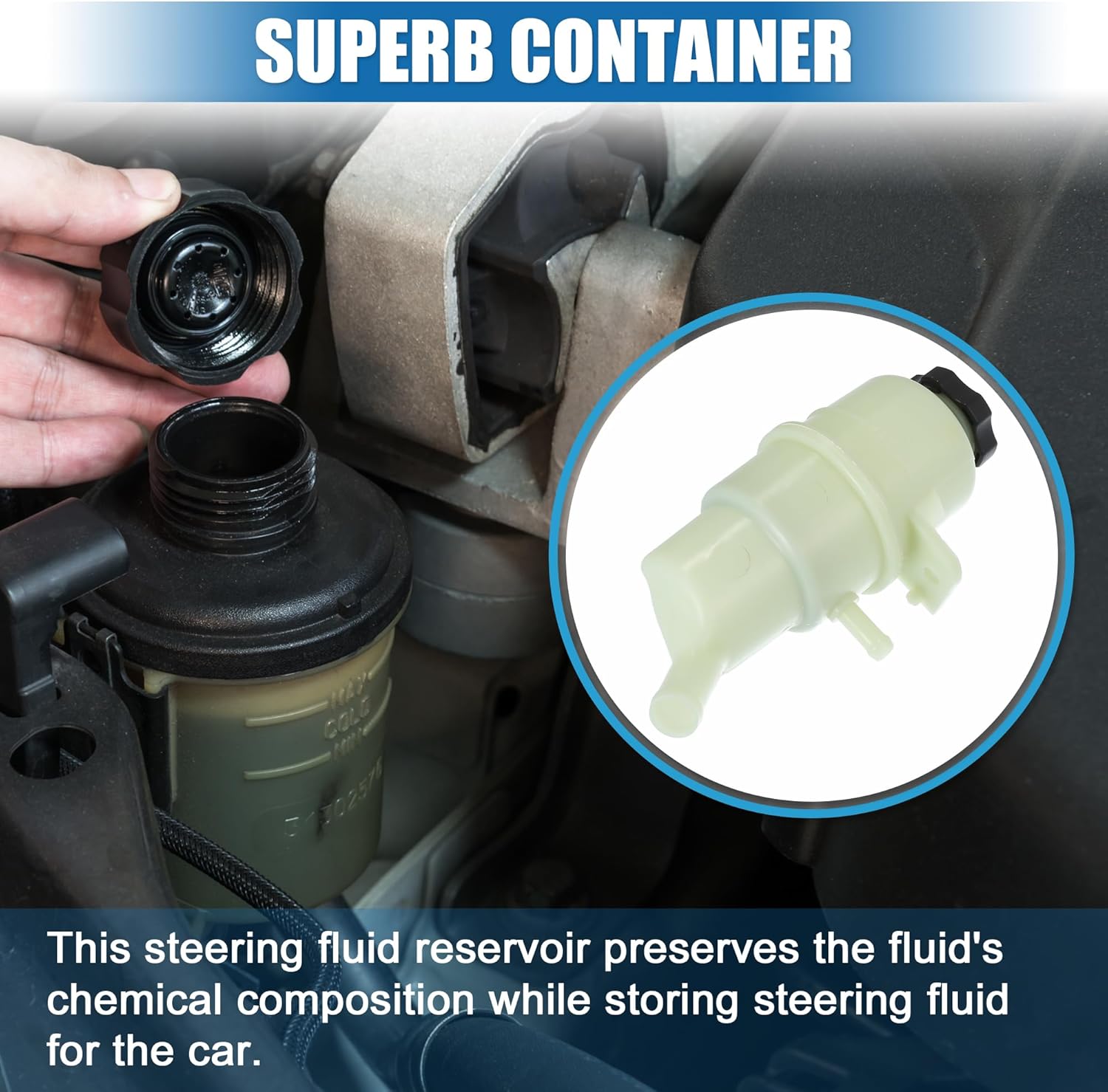 X AUTOHAUX Power Steering Reservoir Automotive Power Steering Tank Replacement No.52126151AF for Jeep Wrangler 2008-2019 for Jeep Wrangler JK 2018