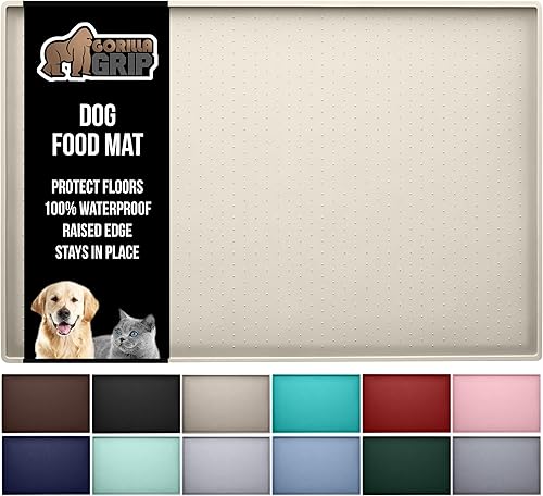 Miniatura 13 de Gorilla Grip - Tapete de 100% silicona impermeable con borde elevado, sin BPA, para alimentación de mascotas, contiene derrames, protege el piso