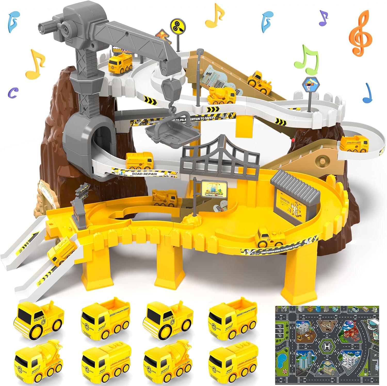 Doloowee 8 Construction Vehicles Toys for 3 Year Old Boys, Toddler Toys, Adventure Vehicles Toy