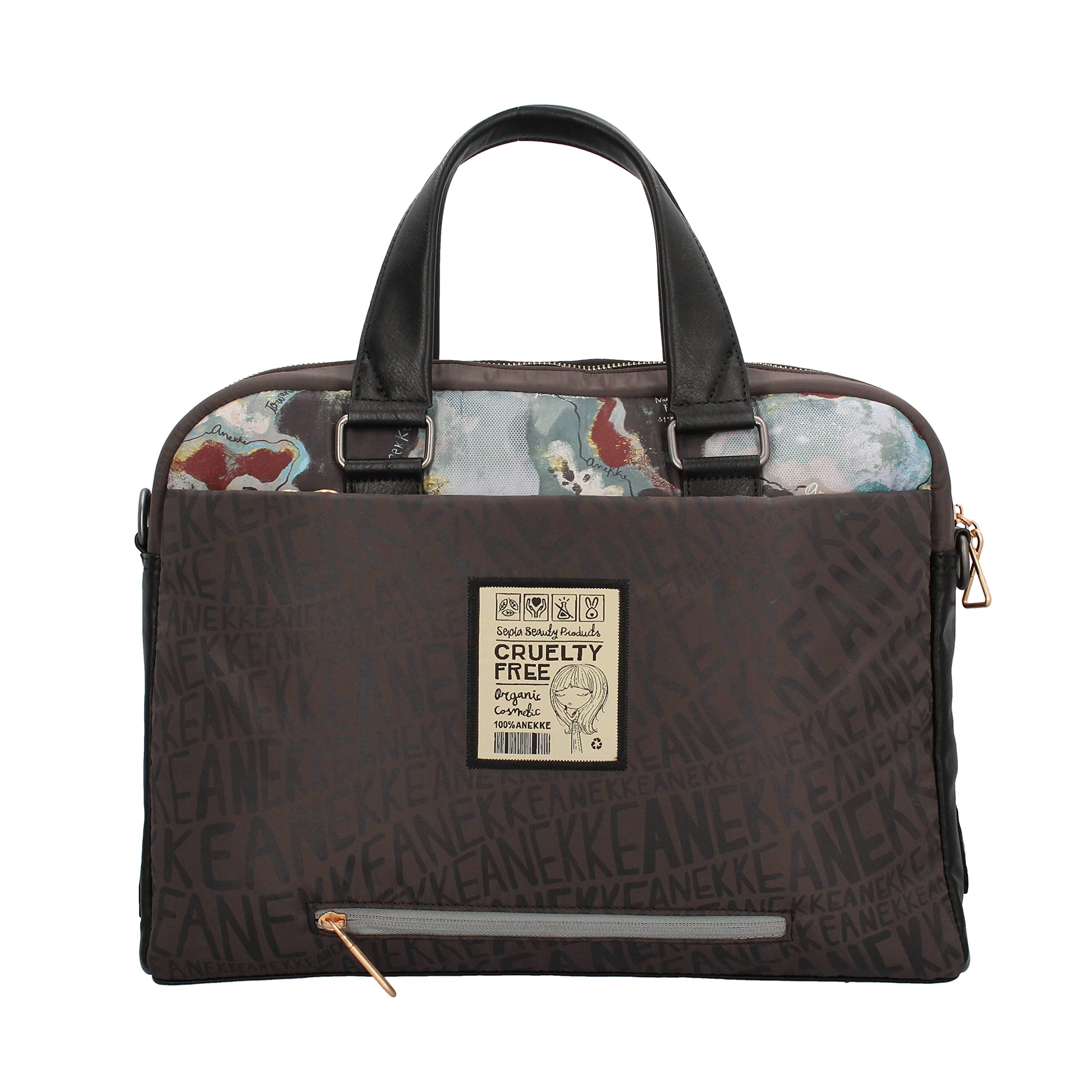 Anekke - Portadocumentos Mujer - Bandolera Grande Polipiel - 2 Asas y Cierre Cremallera - Cartera de Hombro Bandolera - Colección Voice Nature Woods - Accesorios y Complementos Mujer - 41x30x9 cm