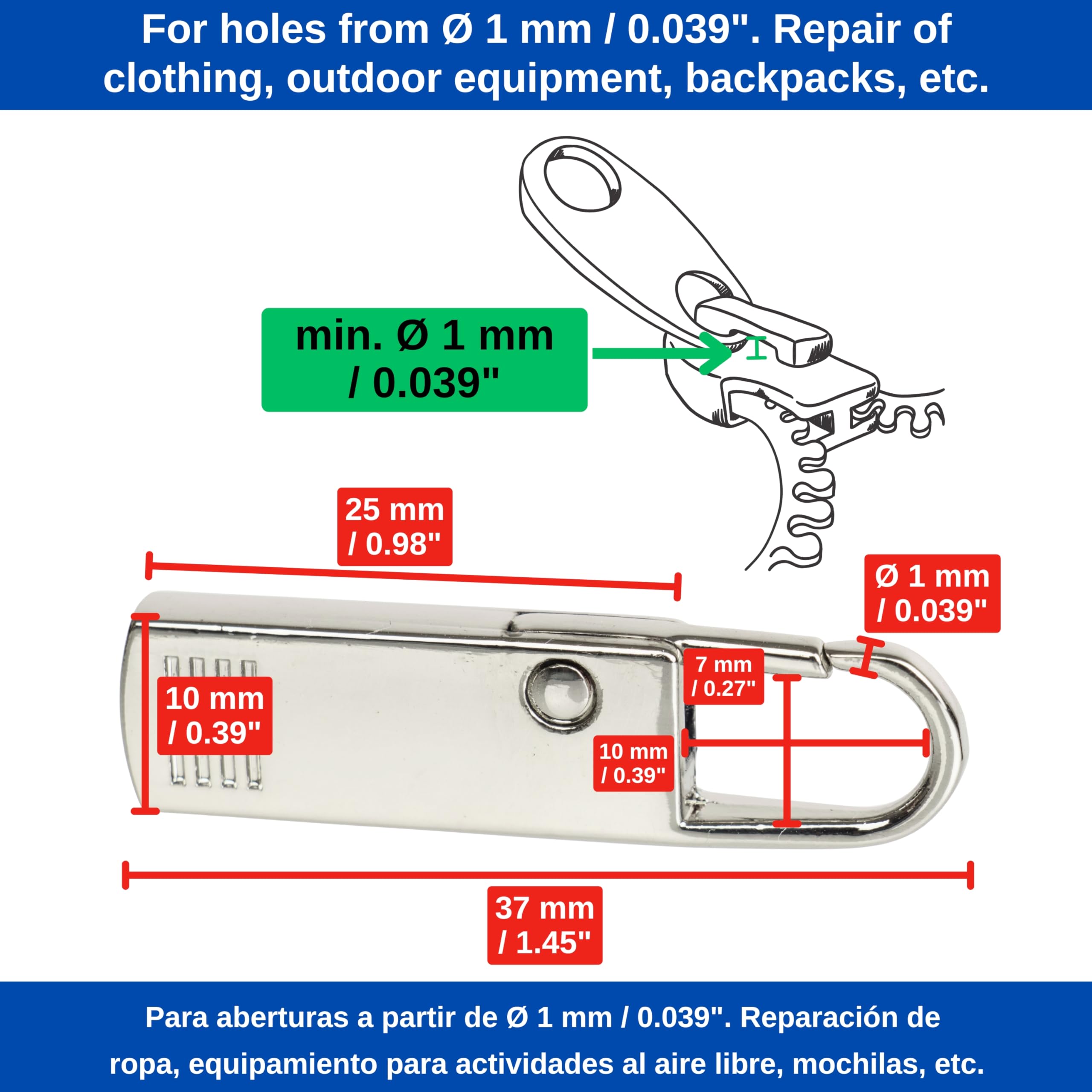 10 Pièces Tirette Fermeture Eclair Tirettes De Réparation Fermeture