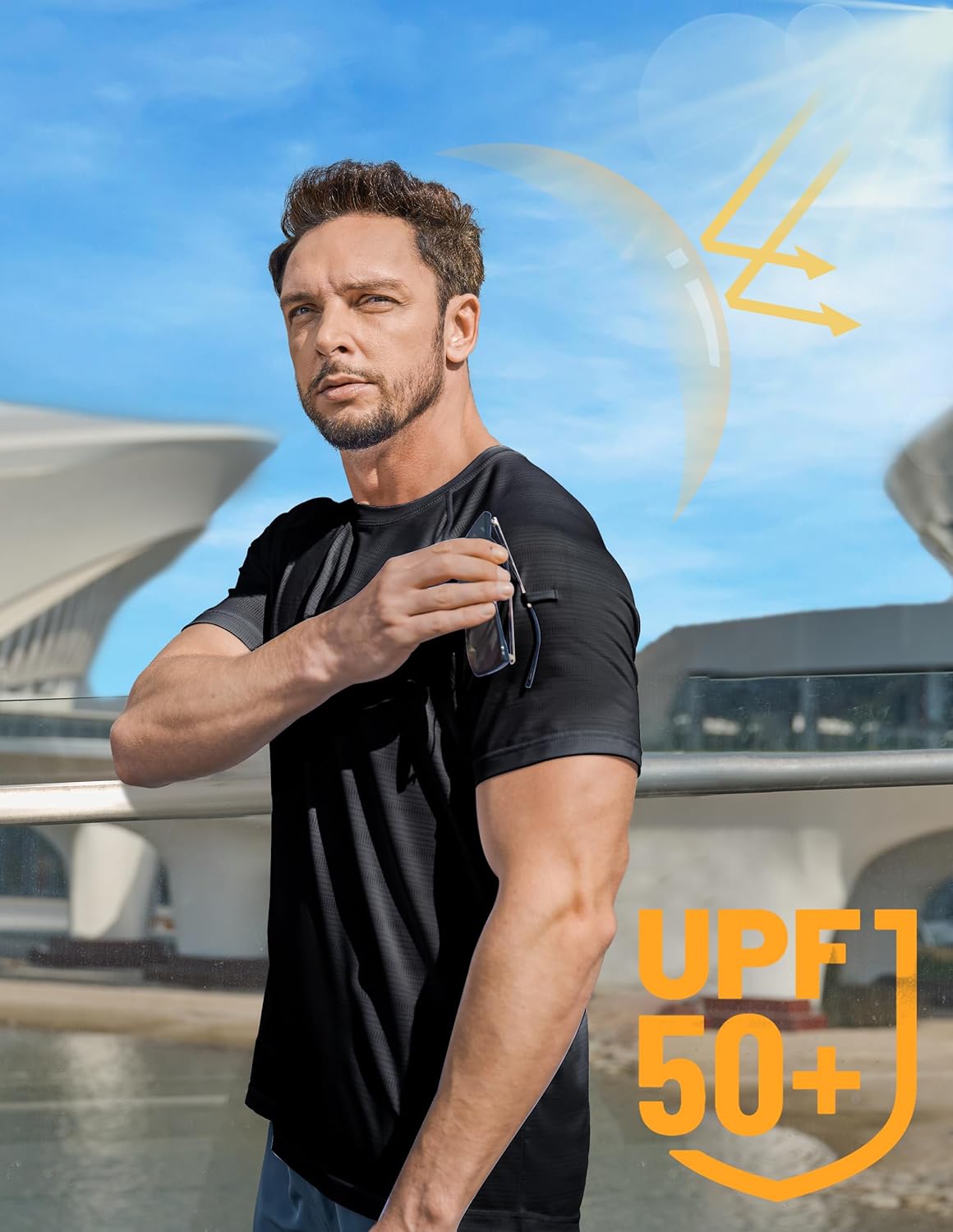 Men's Workout Short Sleeve Athletic Gym Shirts UPF 50+ Sun Protection Quick Dry Swim Shirt Summer Tshirts for Beach - Image 4