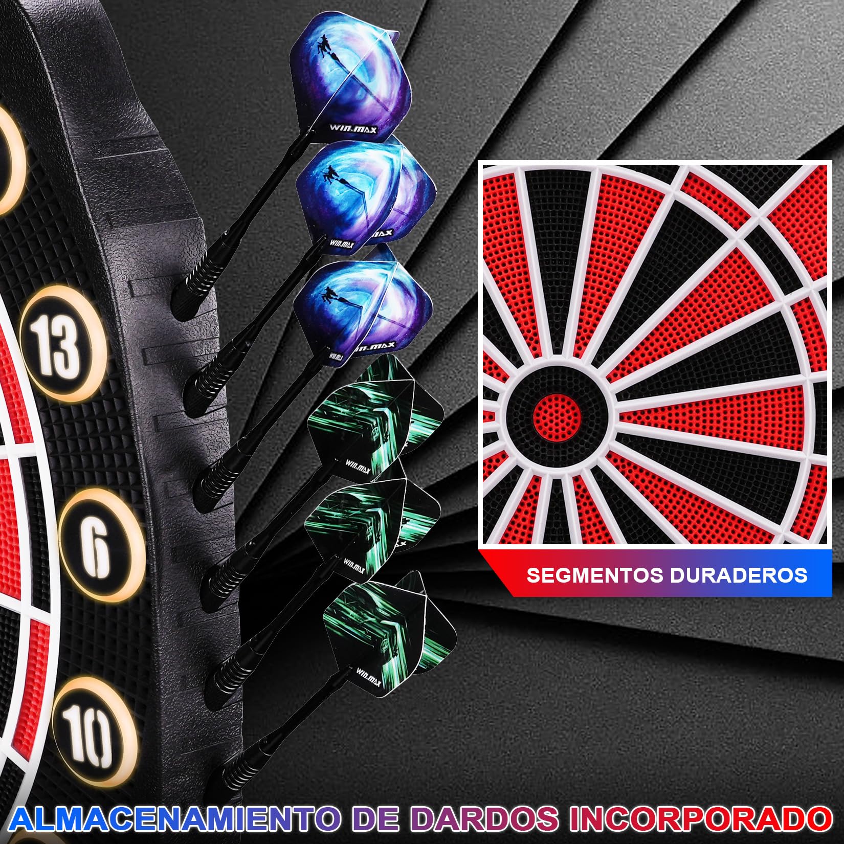Diana electrónica profesional 34 juegos con 354 variantes, 3 idiomas: alemán, inglés, francés para