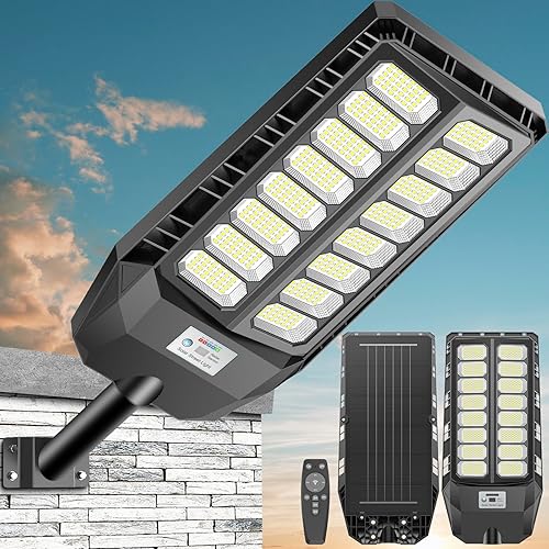 Luces solares de 8000 W para exteriores, farolas solares impermeables para exteriores con sensor de movimiento y control remoto, luz de inundación