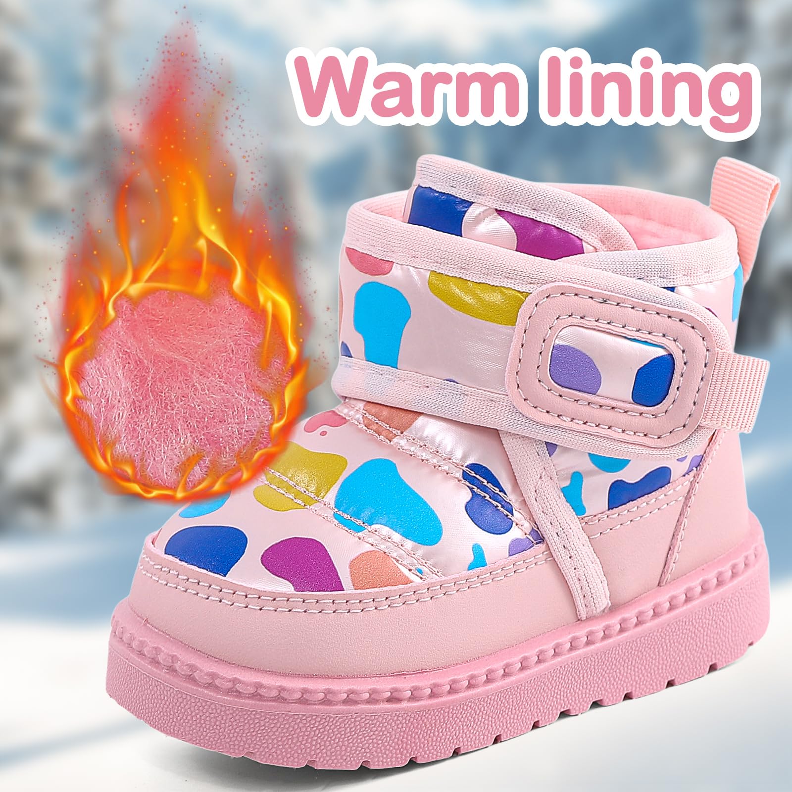 Bottines Bébé Fille Garçon Hiver Bottes Chaussures pour Tout-petit Doublure en Peluche Chaude