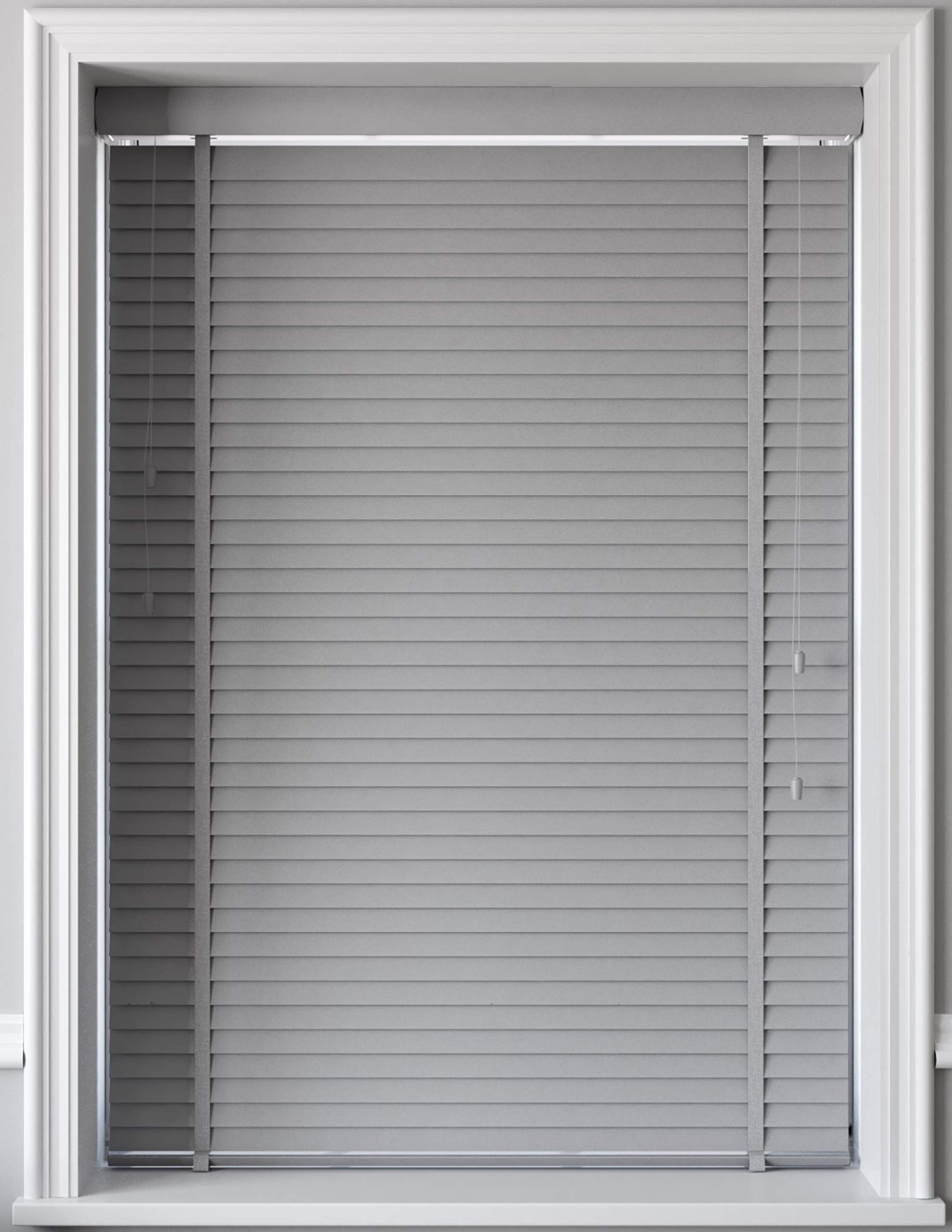 SPEEDY Faux Wood Venetian Blind, 50mm Slat, 45cm Wide x 160cm Drop, Light Grey