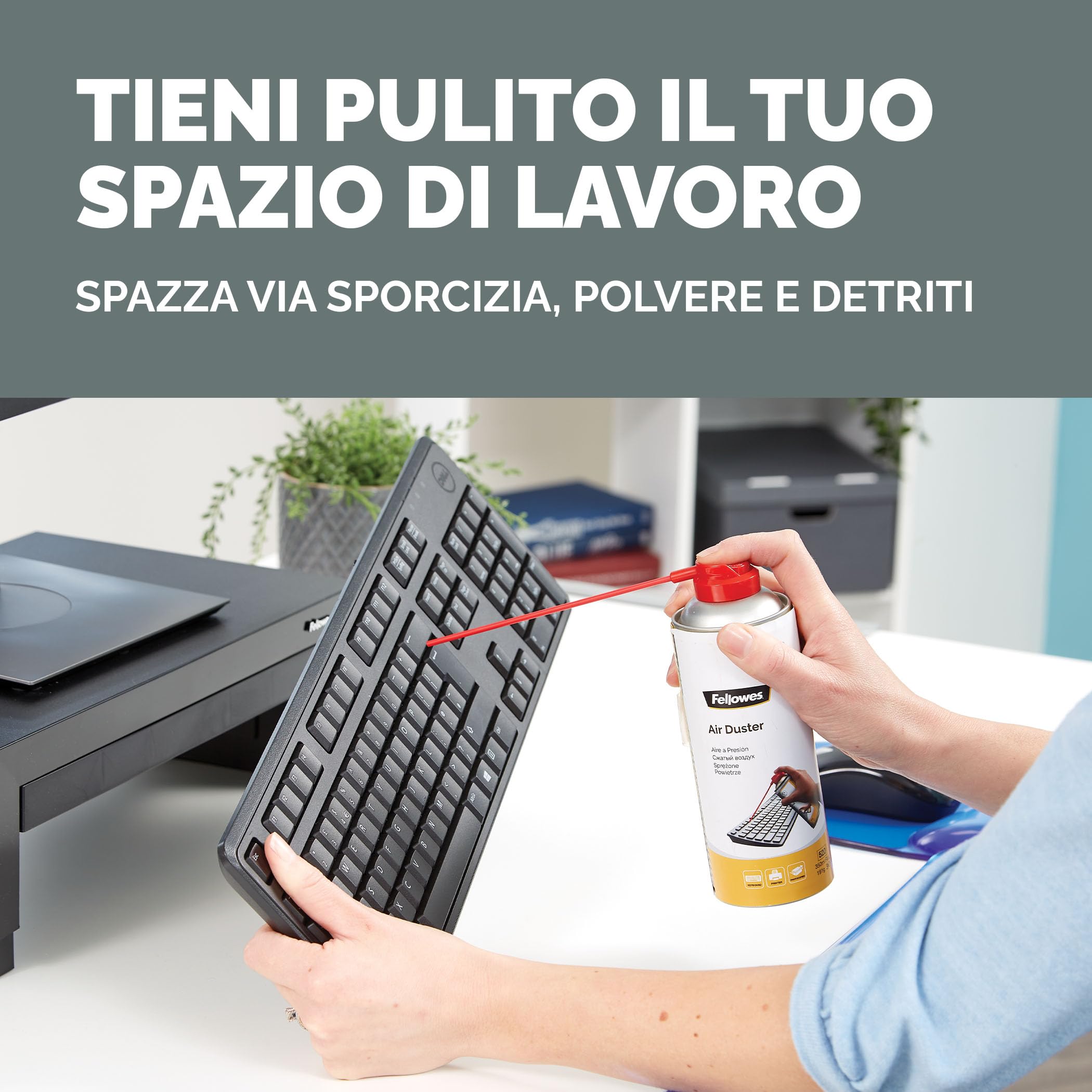 Fellowes Confezione da 6 bombolette di aria compressa – 350 ml, senza HFC – Pulitore antipolvere per PC, tastiera, stampanti, fotocopiatrici e dispositivi elettronici – Casa e ufficio
