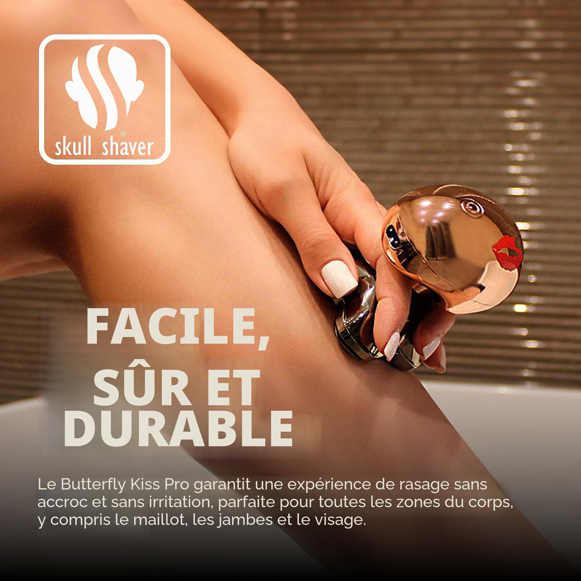 Skull Shaver Butterfly Kiss Pro Rose Gold - Tondeuse Femme pour Corps et Tête, Rasoir électrique Électrique Féminin, meilleur cadeau pour femme