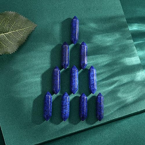 Miniatura 2 de QINJIEJIE Juego de 20 varitas de cristal de lapislázuli, piedras curativas a granel, piedras preciosas hexagonales pulidas, piedra natural de Reiki