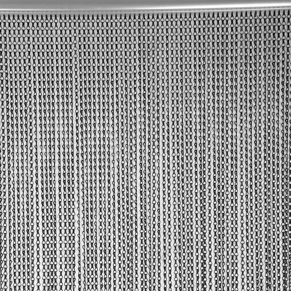 Dioche Rideau Métallique Rideaux Métalliques Aluminium Noir 90 * 214.5Cm Aluminium Chaîne Métallique Bande Rideau Mouche Ravageur Insecte Contrôle Décoration Porte Écran