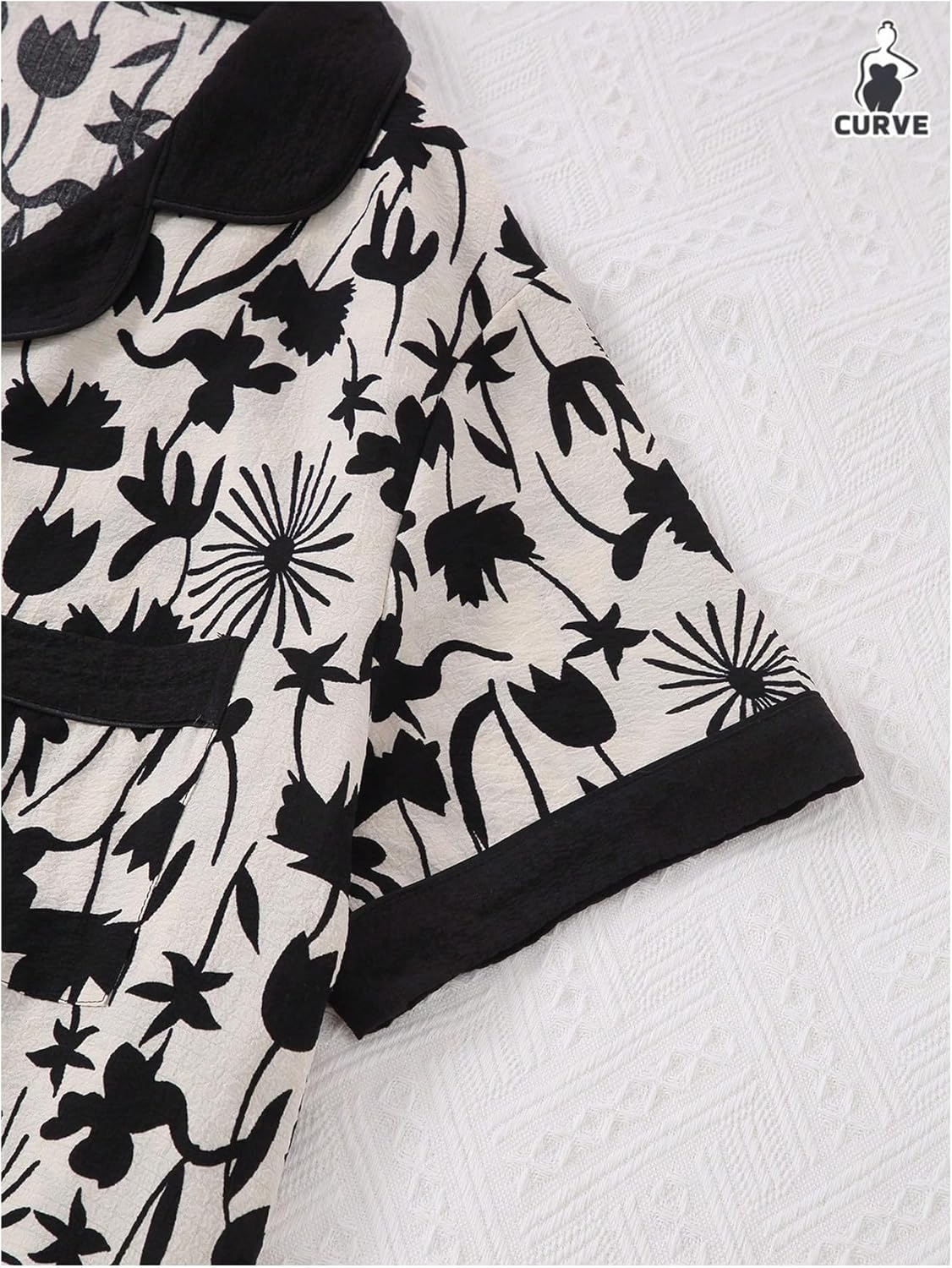 Floerns Women's Plus Size 2 Piece Pajama Set Button Down Short Sleeve Top and Shorts Comfy Pjs - Image 4