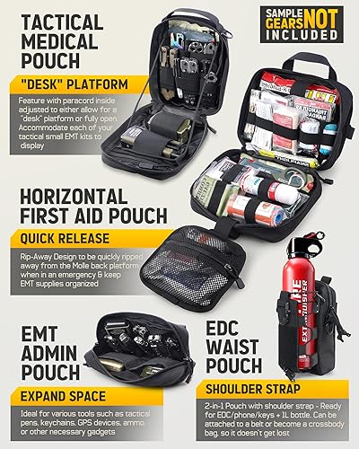 Miniatura 4 de WYNEX Juego de organizador táctico para respaldo de asiento de automóvil, accesorios de vehículo, panel Molle con 4 bolsas Molle desmontables, bolsa