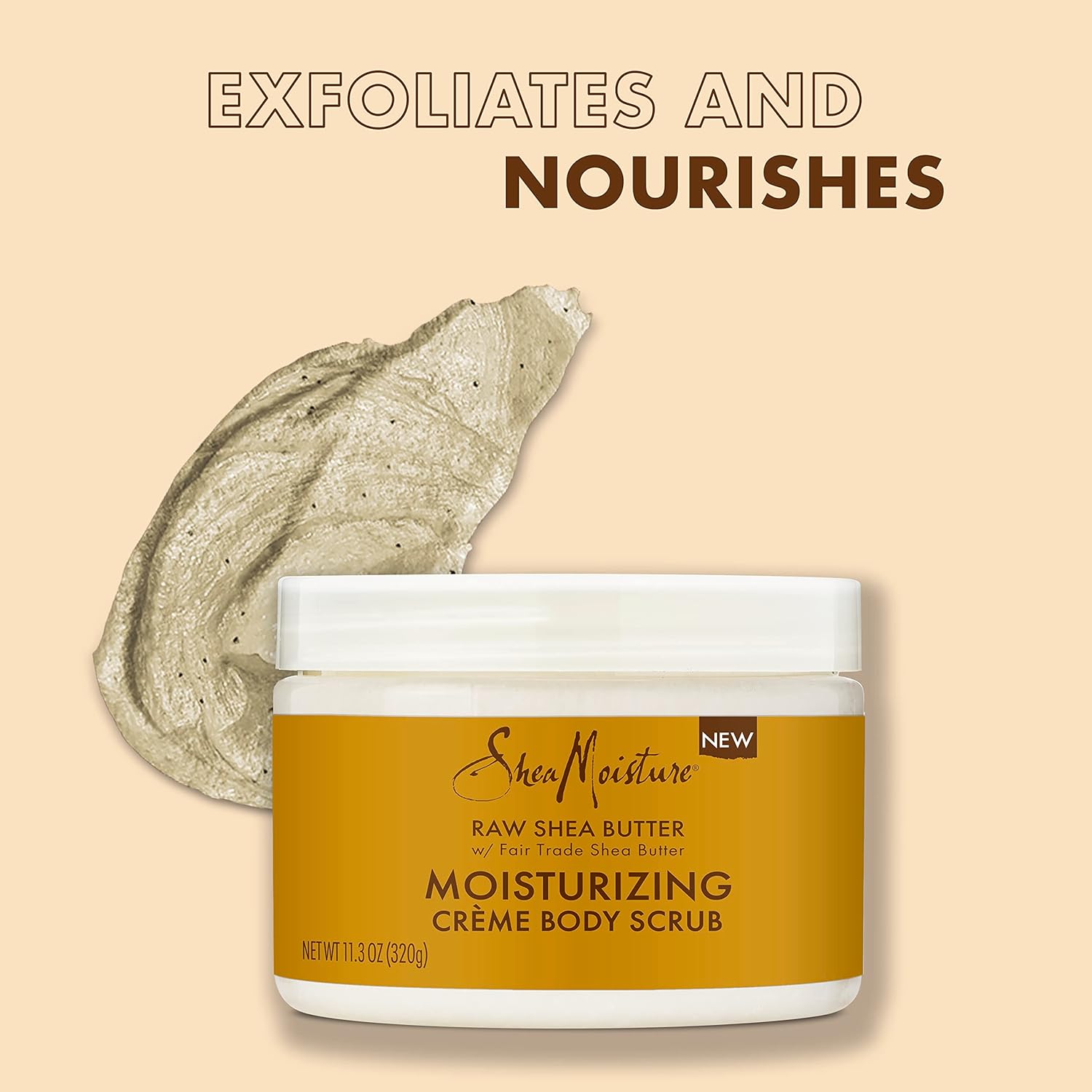 SheaMoisture Raw Fair Trade Shea Butter Moisturizing Exfoliating Crème Body Scrub for Dull Skin 11.3 oz (Pack of 2)