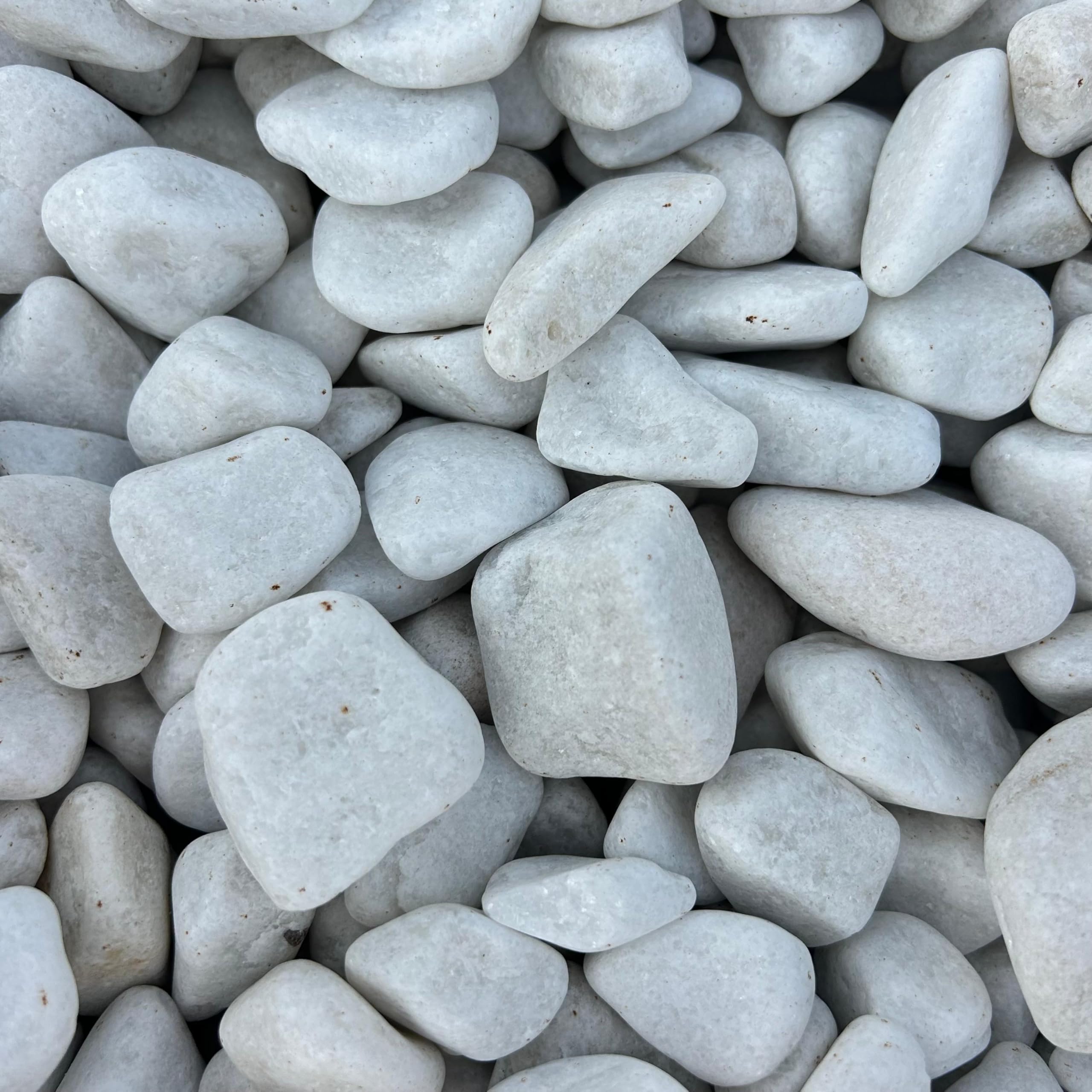 Piedra mármol Canto rodado Blanco Puro, Piedra Decorativa para Jardin, Espacios Exteriores y Intriores/Paisajismo, Jardineras y Macetas/Terrazas y Patios (24/40 mm 20 kg)