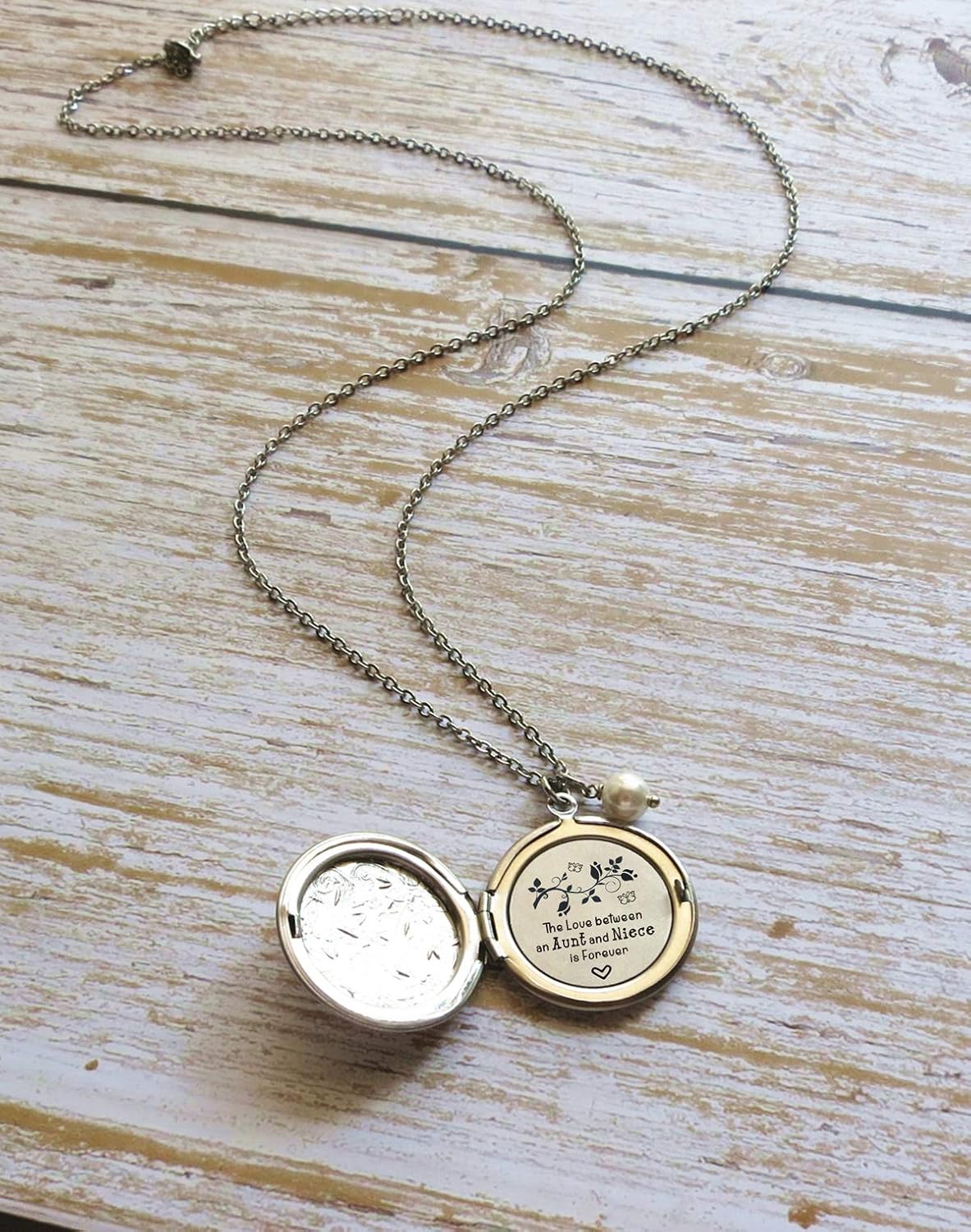 Aunt and Niece Gift The Love Between an Aunt and Niece is Forever Hidden Message Long Locket Necklace - Image 5