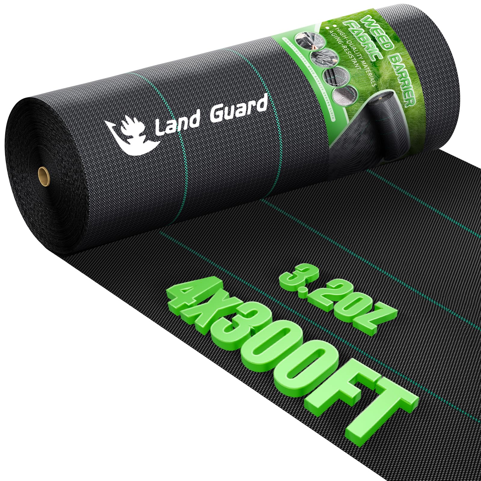Land Guard 4ft x 300ft Weed Barrier Fabric Heavy Dusty, Ground Cover, Weed Mat, Woven Landscape Fabric for Garden, Lawn and Outdoor Project