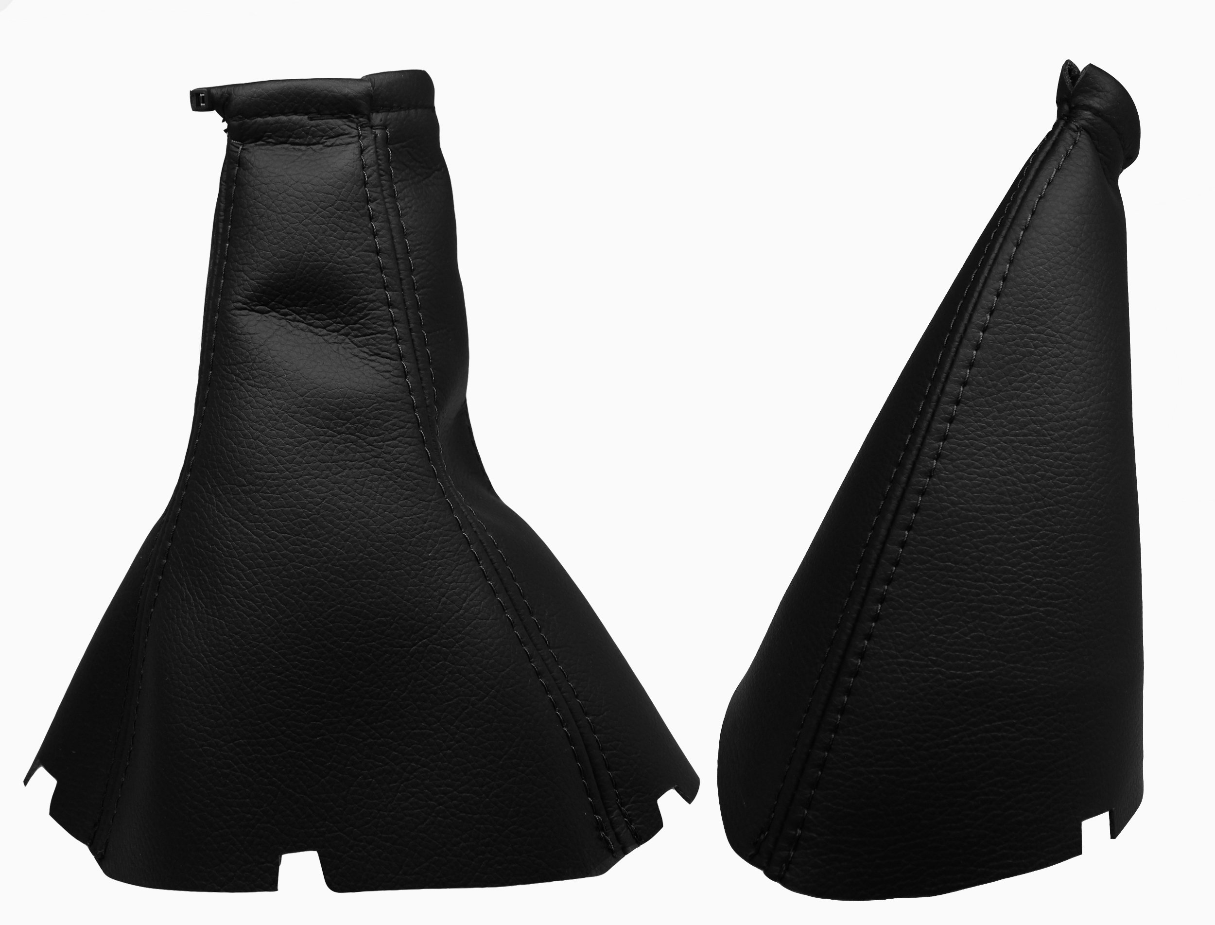Funda Palanca de Cambio y Freno de Cuero Piel Natural Color Negro Compatible con Chevrolet Lacetti (2005-2012)