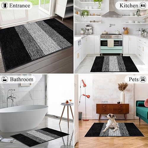 Miniatura 163 de Vaukki Tapete para puerta de entrada, antideslizante, absorbente, atrapador de lodo, tapete para el interior, tapete lavable para puerta de entrada