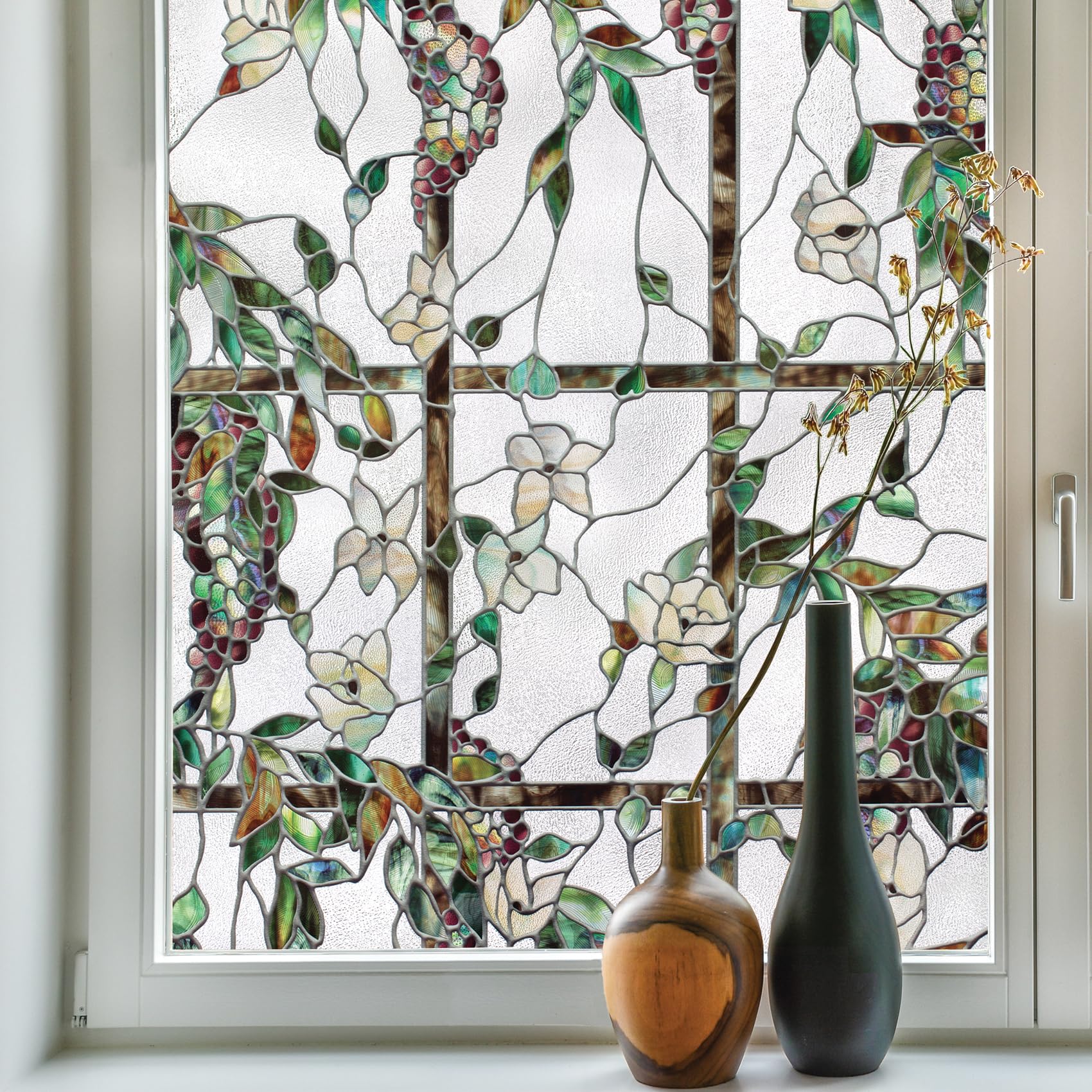 Artscape Lattice | Privacy Window Film with Vibrant Colored Pattern | Non-Adhesive & UV Protection | Easy to Apply & Removable | 24 x 36 Inches | Made in USA