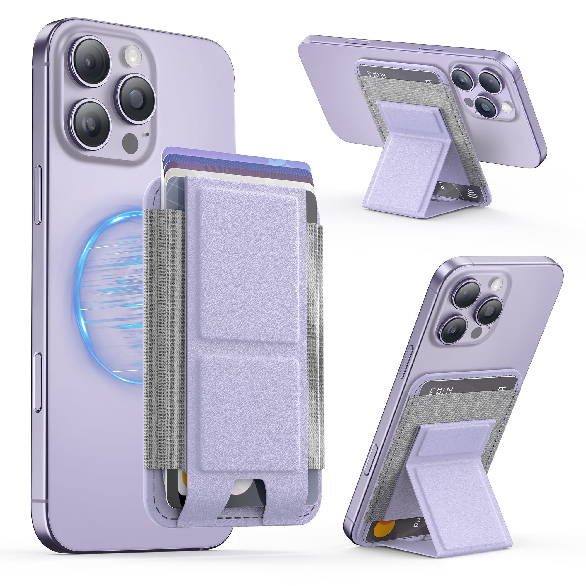 GONEZ for MagSafe Wallet with Stand, Stronger Magnetic Card Holder for iPhone 16/15/14/13/12 Series, Premium Leather Phone Wallet with RFID Blocking,