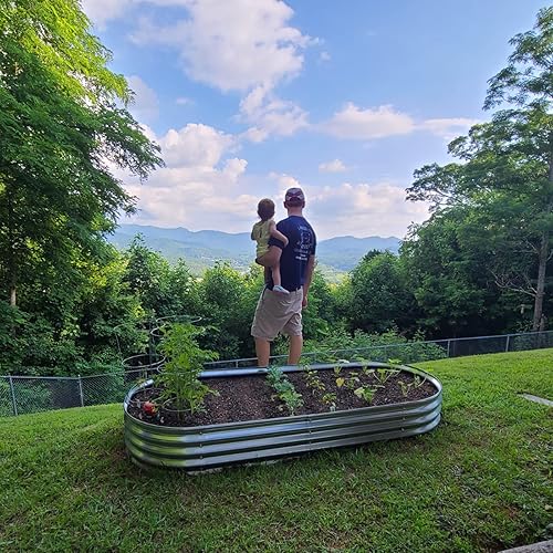 Miniatura 2 de Jardinera elevada de 6.5 pies galvanizada para exteriores, resistente a la putrefacción, ovalada, grande, de metal, para verduras, flores, hierbas