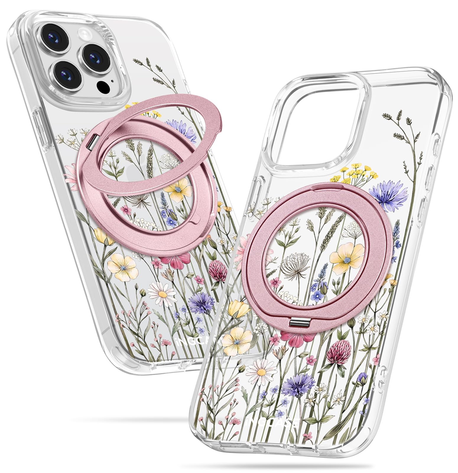 Coque pour iPhone 12 Pro Max avec support intégrée protection souple transparente fleurs féminine - 7