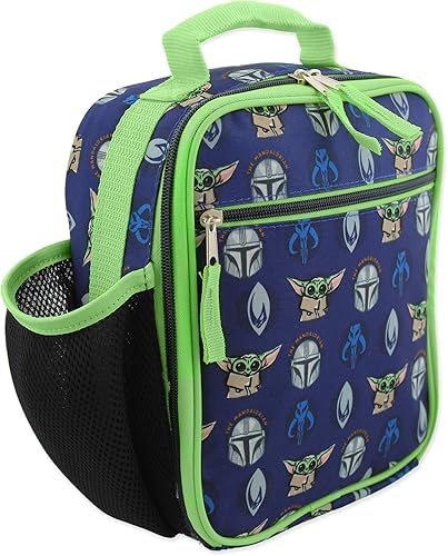 Miniatura 6 de Star Wars Mandalorian Baby Yoda - Lonchera escolar con aislamiento suave para niños y niñas (tamaño único, azulverde)