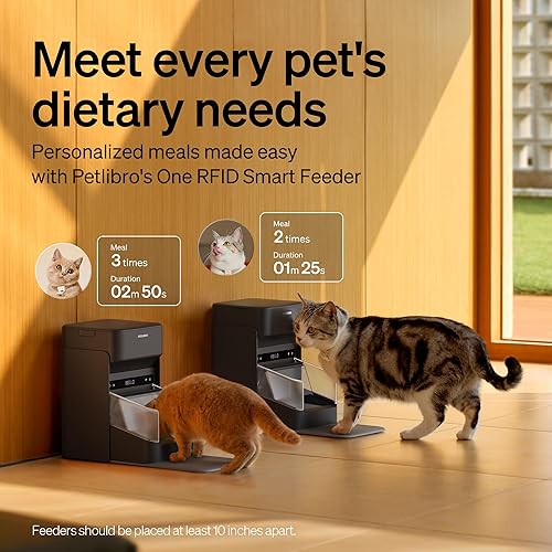 Miniatura 2 de PETLIBRO - Paquete de 2 alimentadores automáticos RFID para gatos con 12 paquetes de bolsa desecante de alimentos para mascotas, sensor de collar