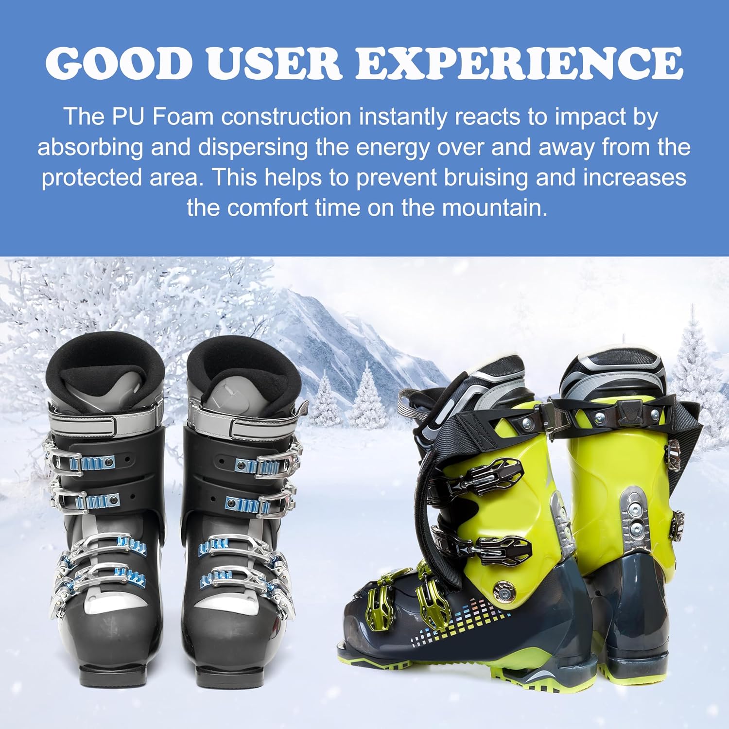 2Pcs/4Pcs 6.5x5 Inch Snowboard Shin Pads-Thinkened Foam Ski Shin Guards-Cuttable Ski Shin Protector Pad for Ski Boot Liner Snowboard Sports Padded Shin Bang Protection - Image 7