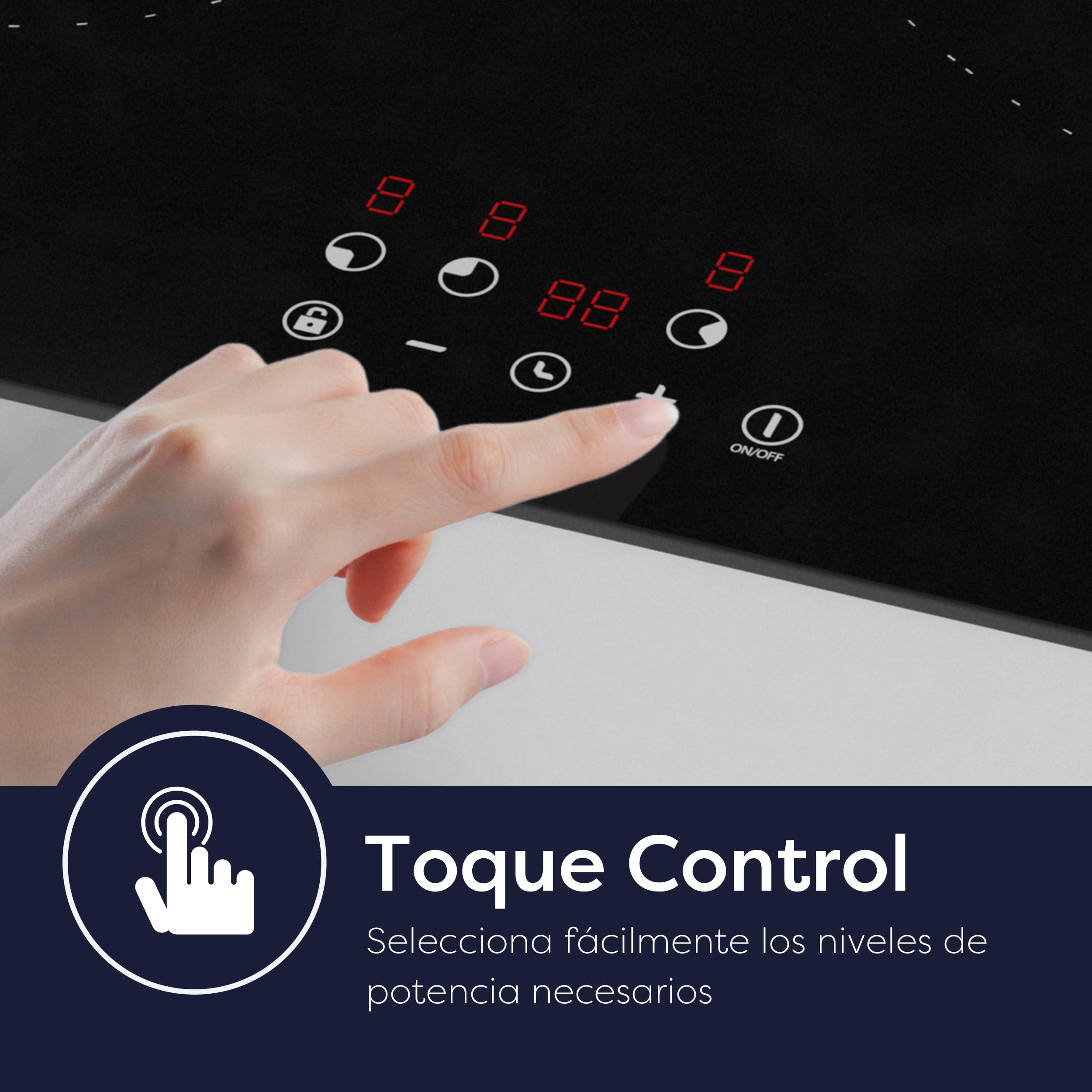 Ciarra CABBIH3-C Placa Induccion 3 Fuegos 60cm, Bloqueo Infantil | Limitador de potencia 2.8kW/3.5kW/5.6kW, Control táctil, 9 Niveles, Temporizador, Apagado Automático