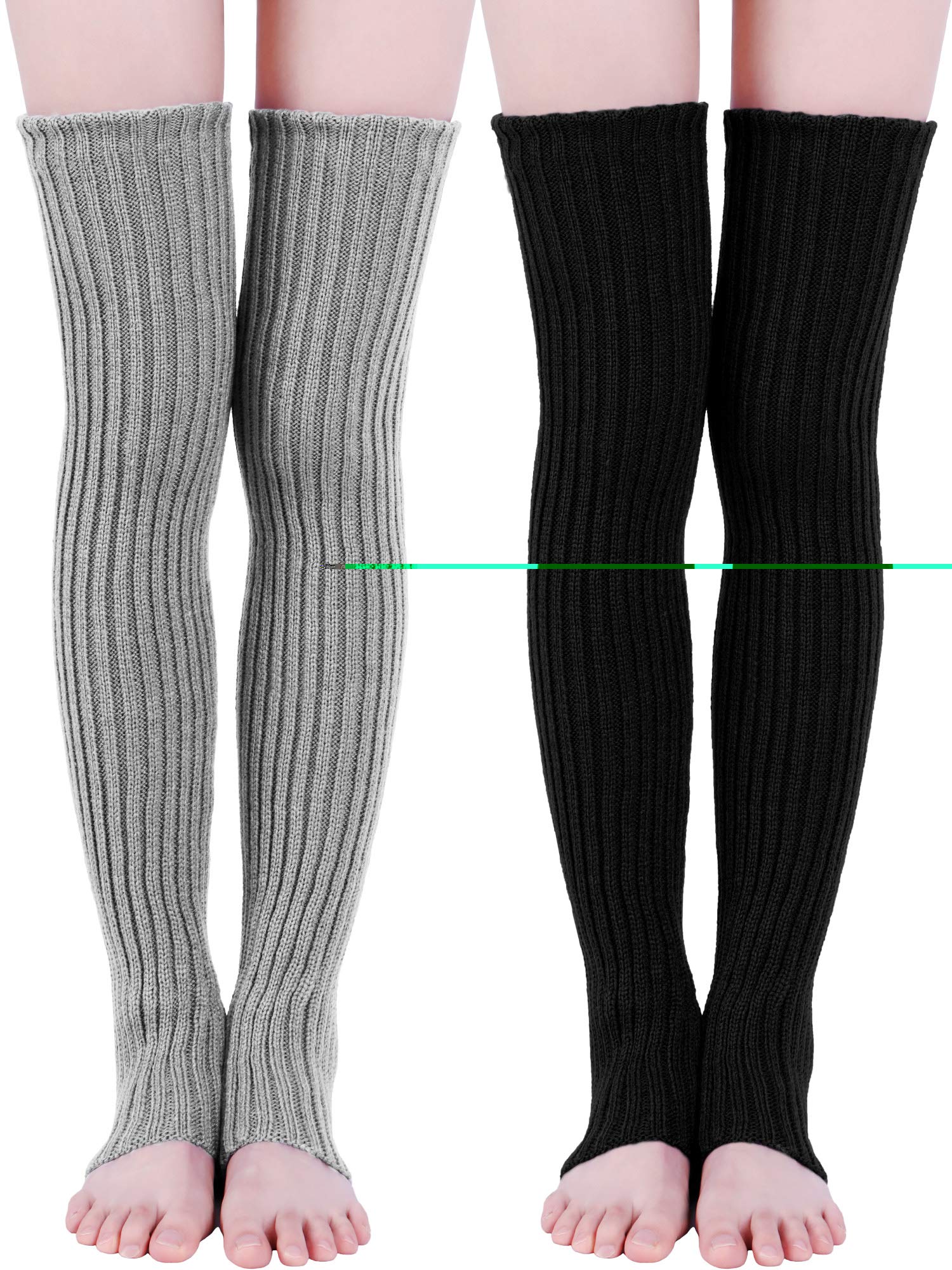 Sumind 2 Pairs Winter Leg Warmers Thigh High Socks 27 5 Inch over Knee Footless Knitted Long Boot