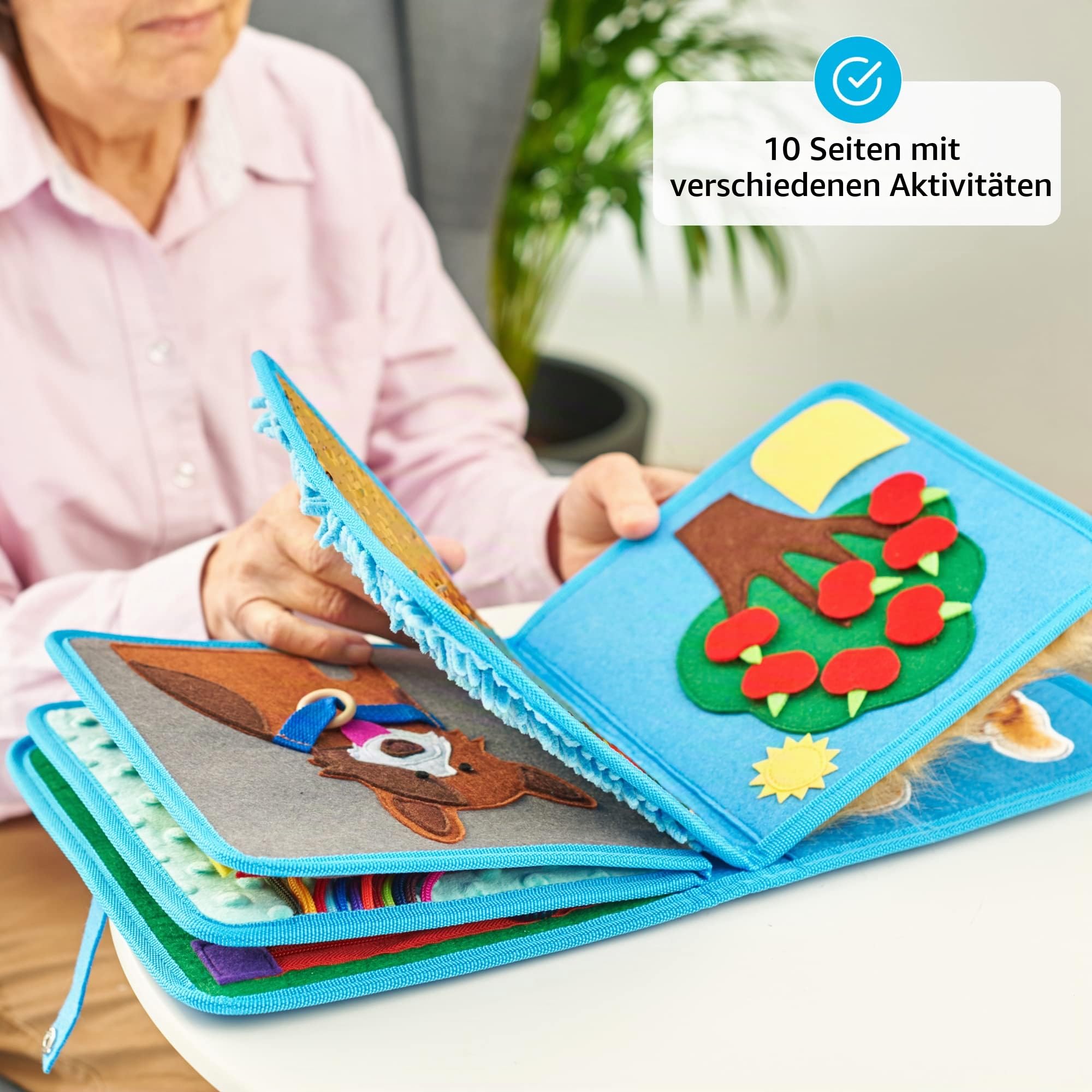 Nestelbuch | Nesteldecke für Demenzkranke | Senioren & Demenz Beschäftigung Hände | Demenzdecke | Spielzeug für Demenzkranke | Sensorische Decke | Fidget Book (Blue)