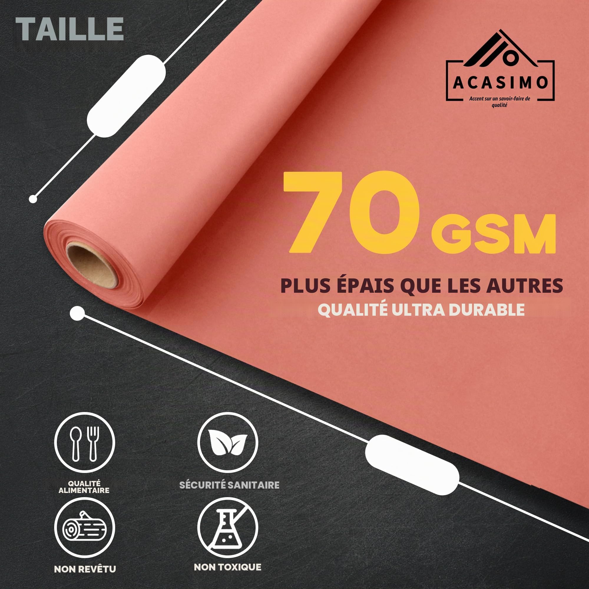 Rouleau de papier boucher rose pour barbecue - 45 cm x 10 m - Rouleau de papier kraft - Pour fumoir - Pour barbecue - Fumoir - Poisson - Viande