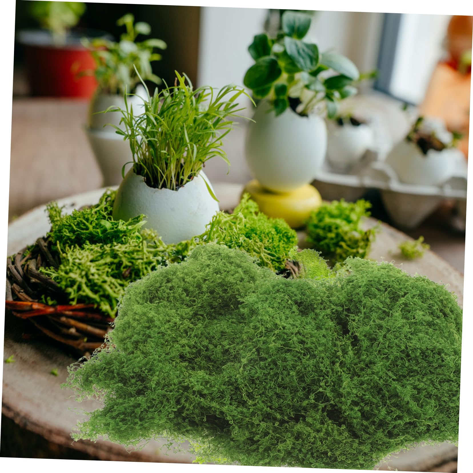 Happyyami Artificial Moss for Indoor Planters Fake Greenery Stems Moss Decor Ideal for DIY Craft Projects