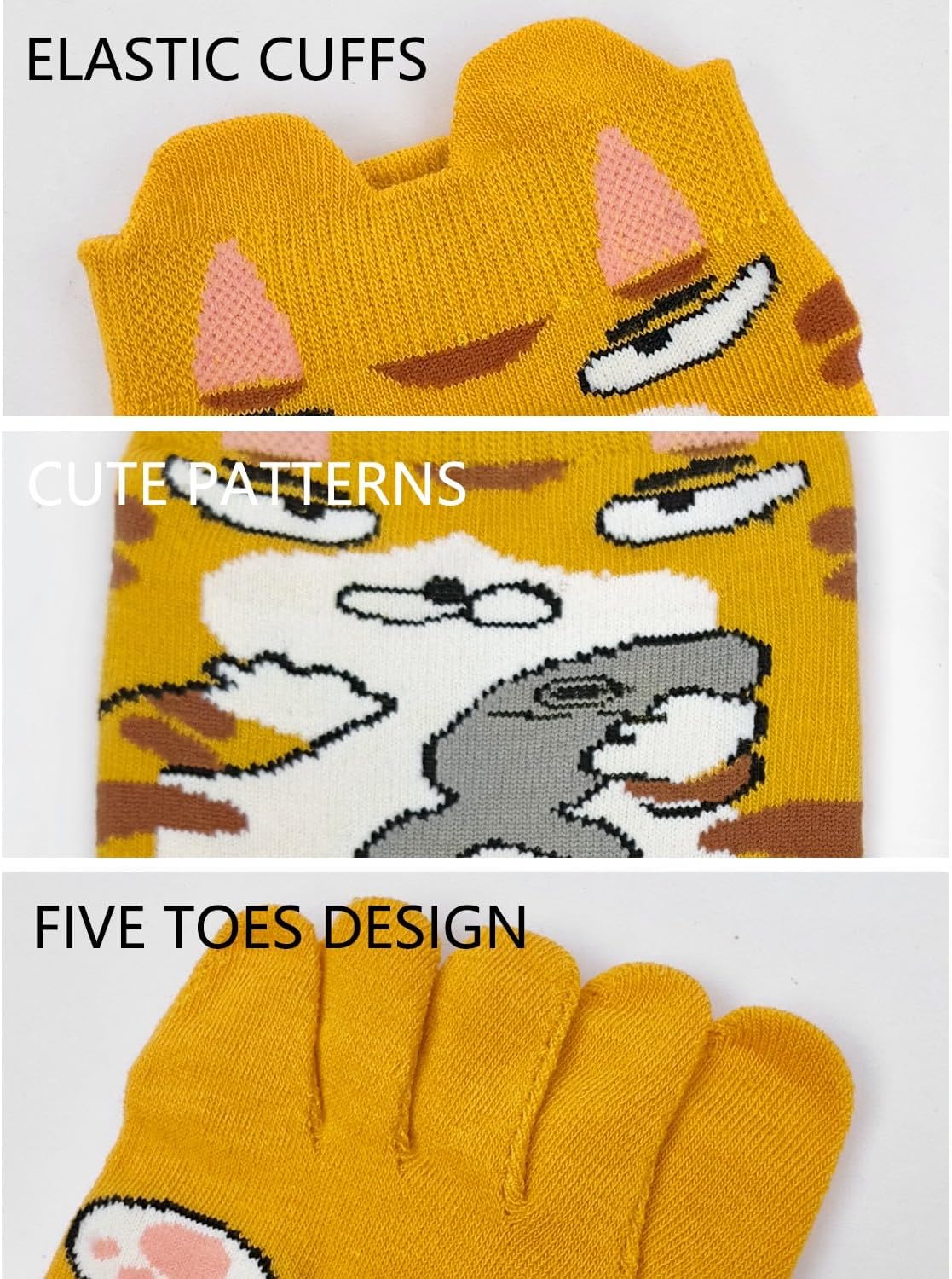Women's Funny Toe Socks - Five Finger Low Cut Cartoon Toe Separated Cotton Running Ankle Socks - Image 4